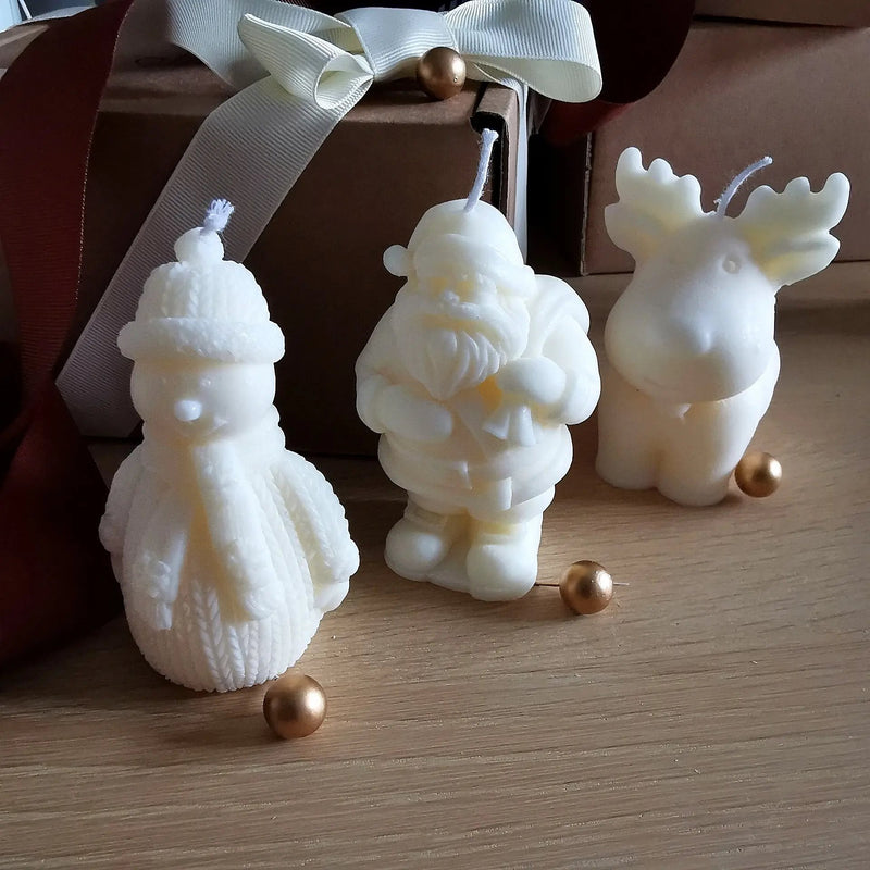 Christmas Character Soy Candles – Santa, Snowman & Reindeer   Handcrafted Sustainable Living  Almasea
