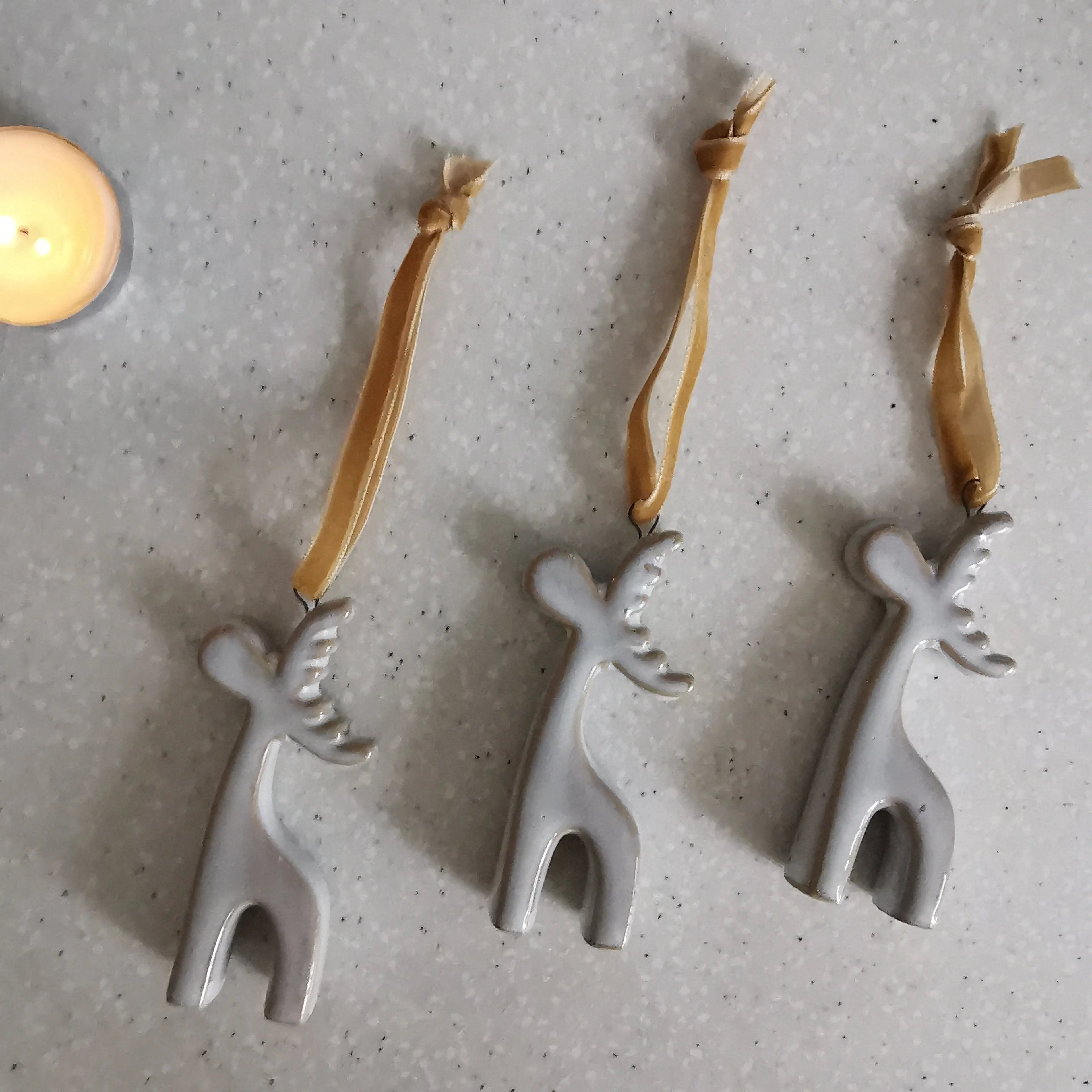 Hanging Ceramic Reindeer Christmas Decoration Almasea