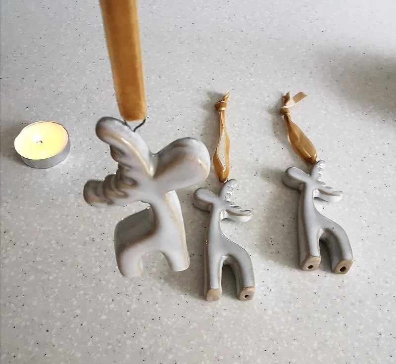 Hanging Ceramic Reindeer Christmas Tree Decoration   Handcrafted Sustainable Living  Almasea