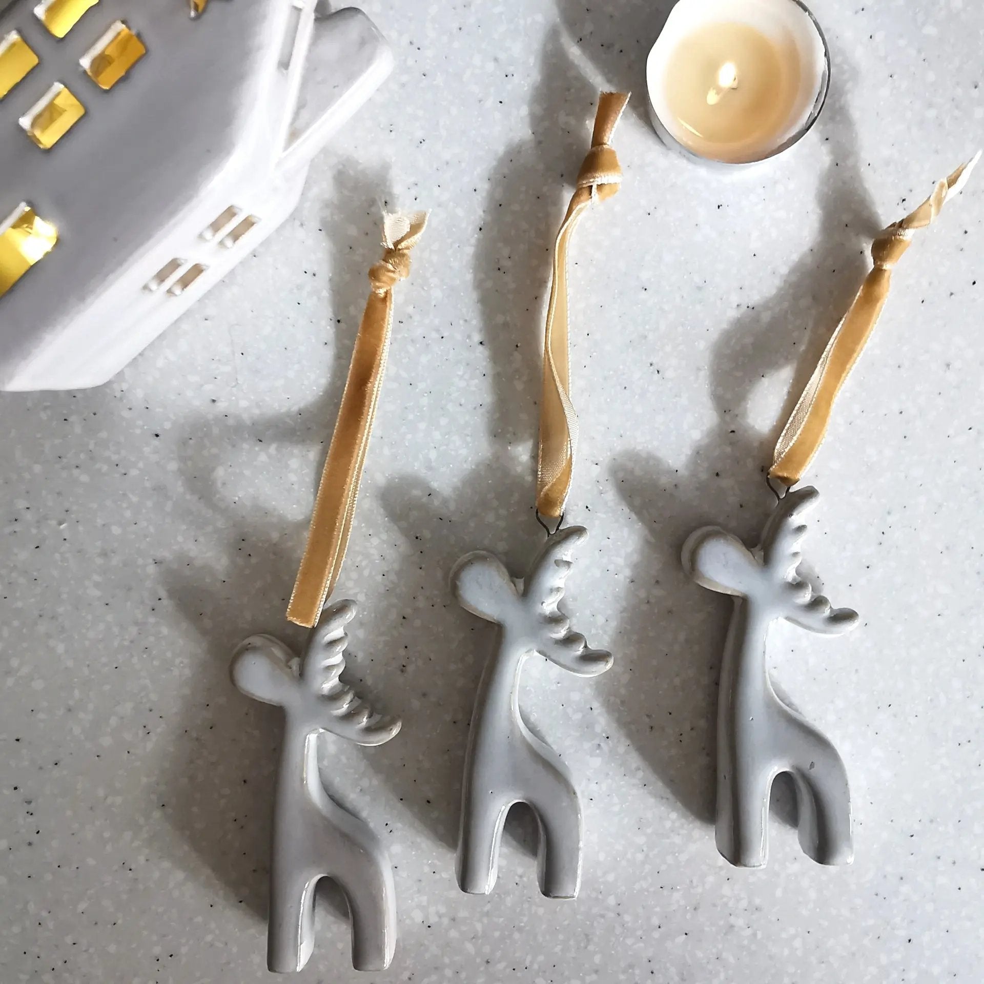 Hanging Ceramic Reindeer Christmas Decoration Almasea