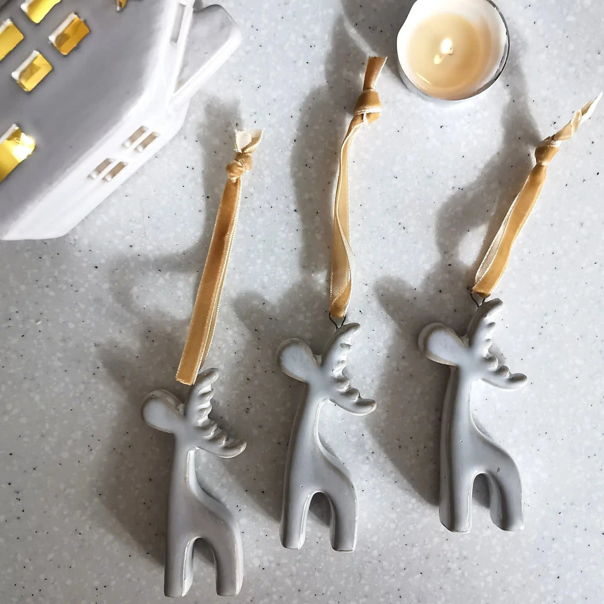 Hanging Ceramic Reindeer Christmas Tree Decoration   Handcrafted Sustainable Living  Almasea