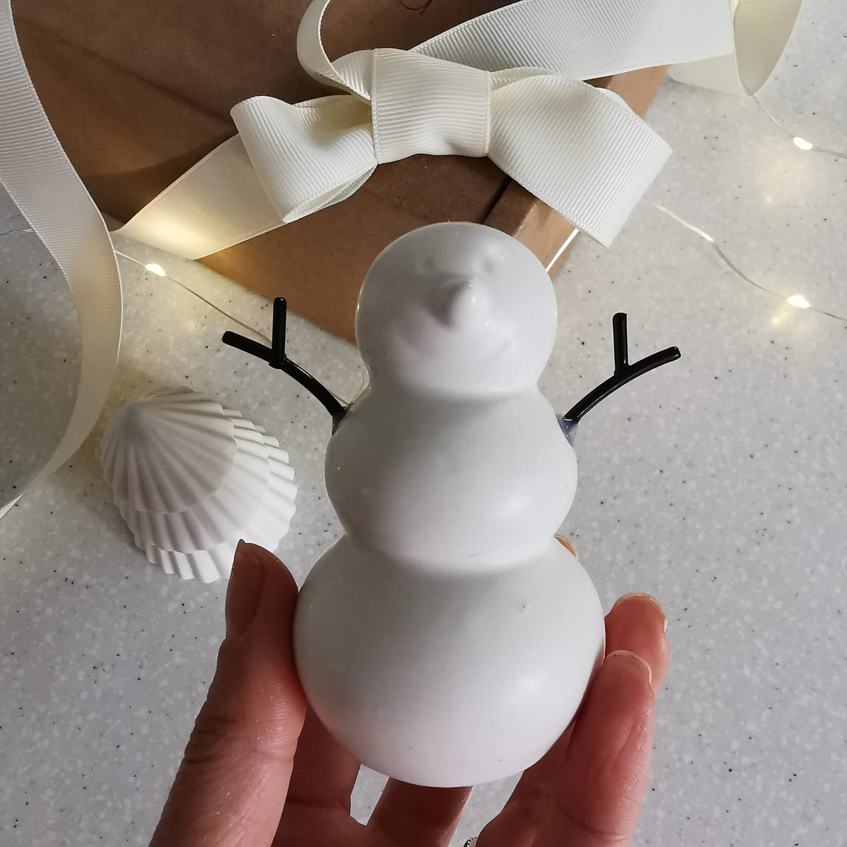 Ceramic Snowman Decoration – White Matt, Two Sizes   Handcrafted Sustainable Living  Almasea