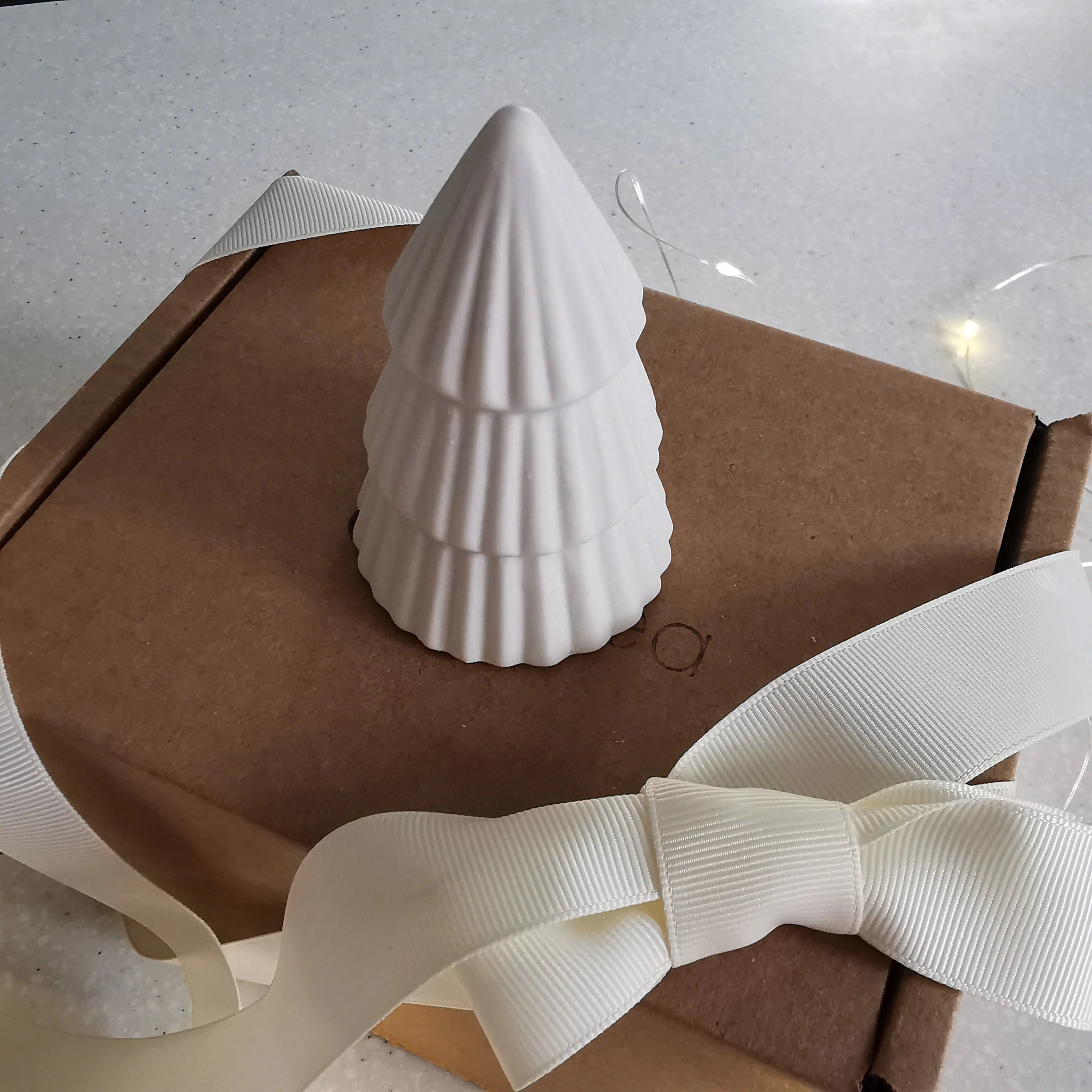 White Matt Ribbed Christmas Tree Ornament Decoration Almasea