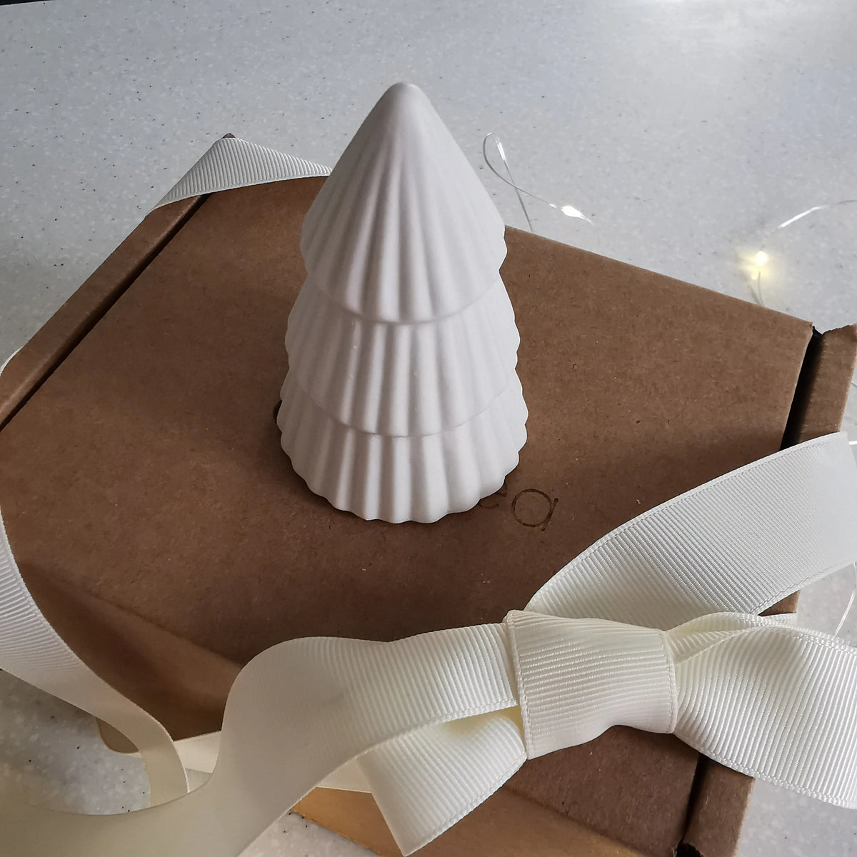Ceramic Christmas Tree Decoration UK – Matt White Ribbed   Handcrafted Sustainable Living  Almasea