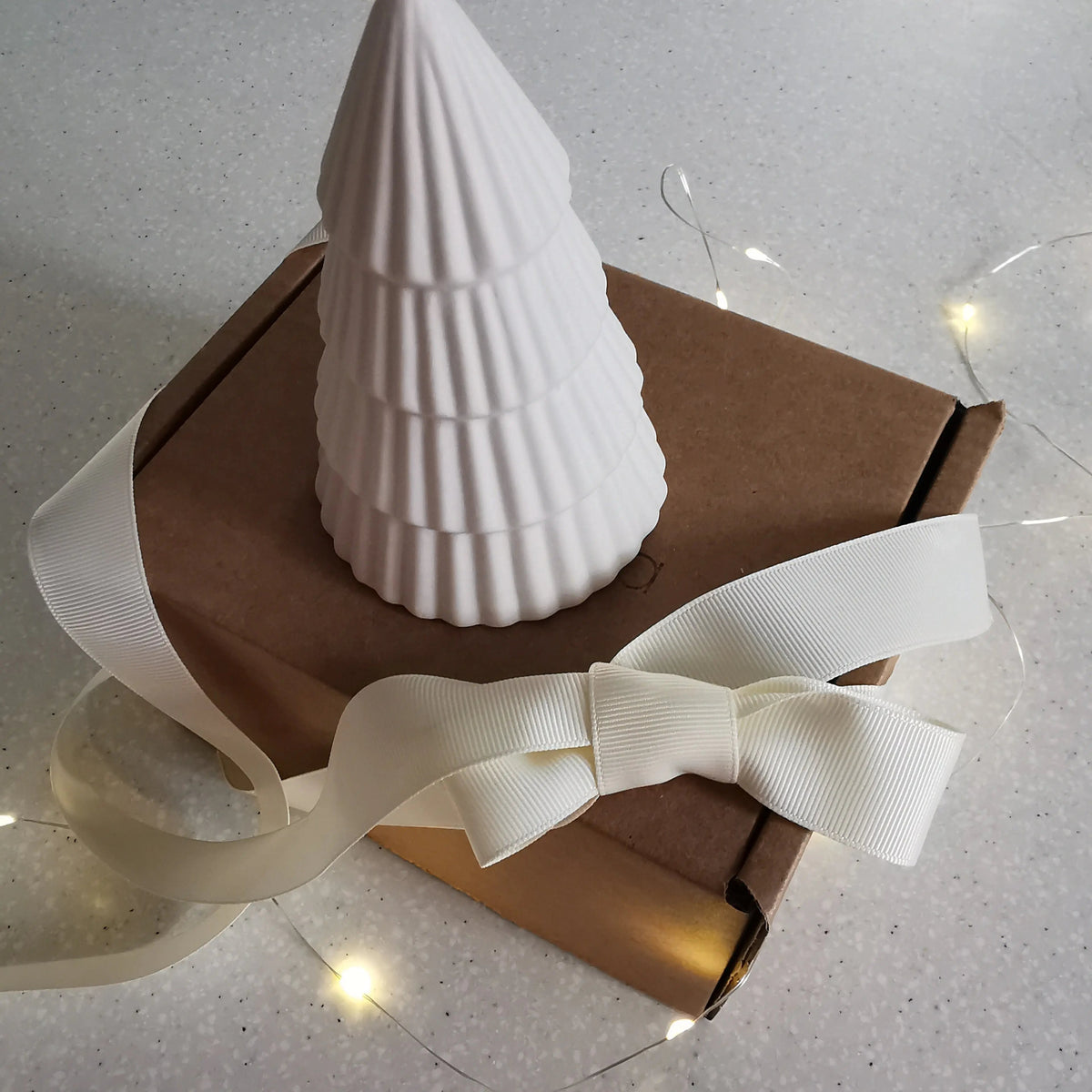 Ceramic Christmas Tree Decoration UK – Matt White Ribbed   Handcrafted Sustainable Living  Almasea