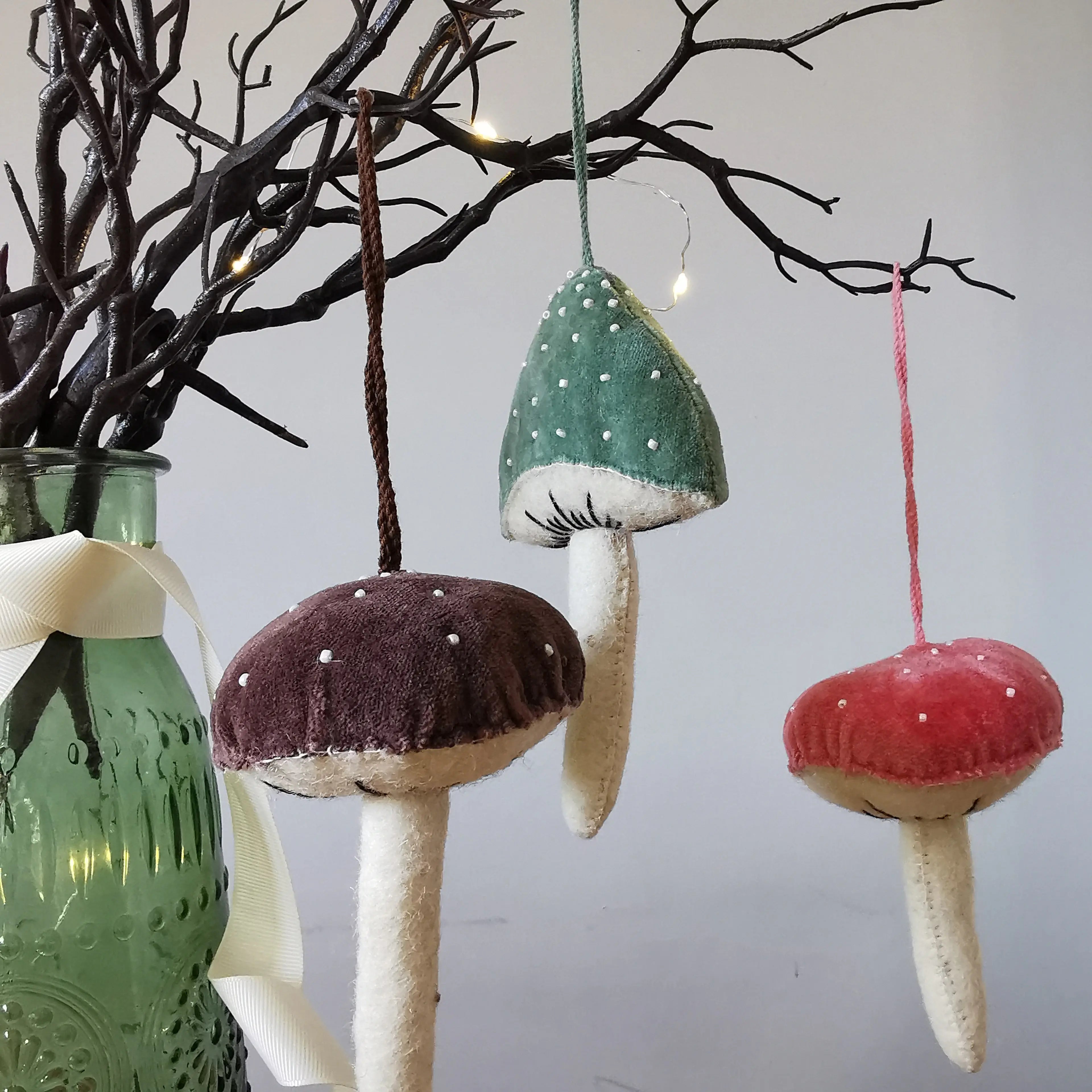 Velvet Mushrooms Hanging Decoration Almasea