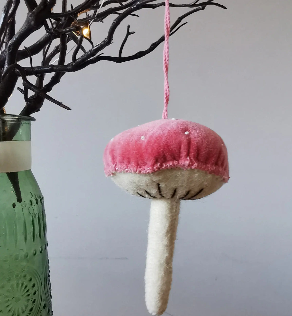 Fiona Walker England Mushroom – Pastel Velvet Hanging Ornament   Handcrafted Sustainable Living  Almasea