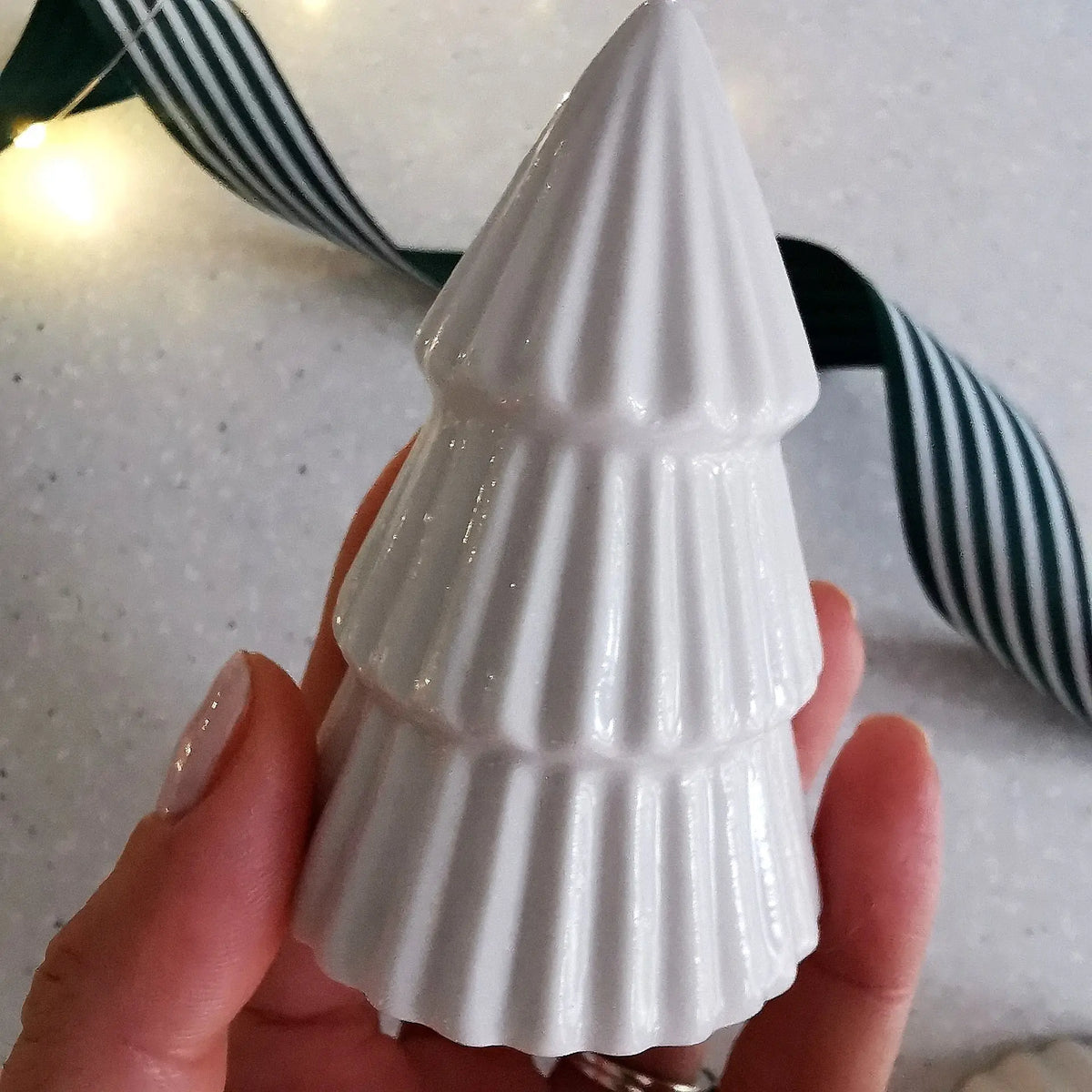 White Glazed Ceramic Christmas Tree   Handcrafted Sustainable Living  Almasea