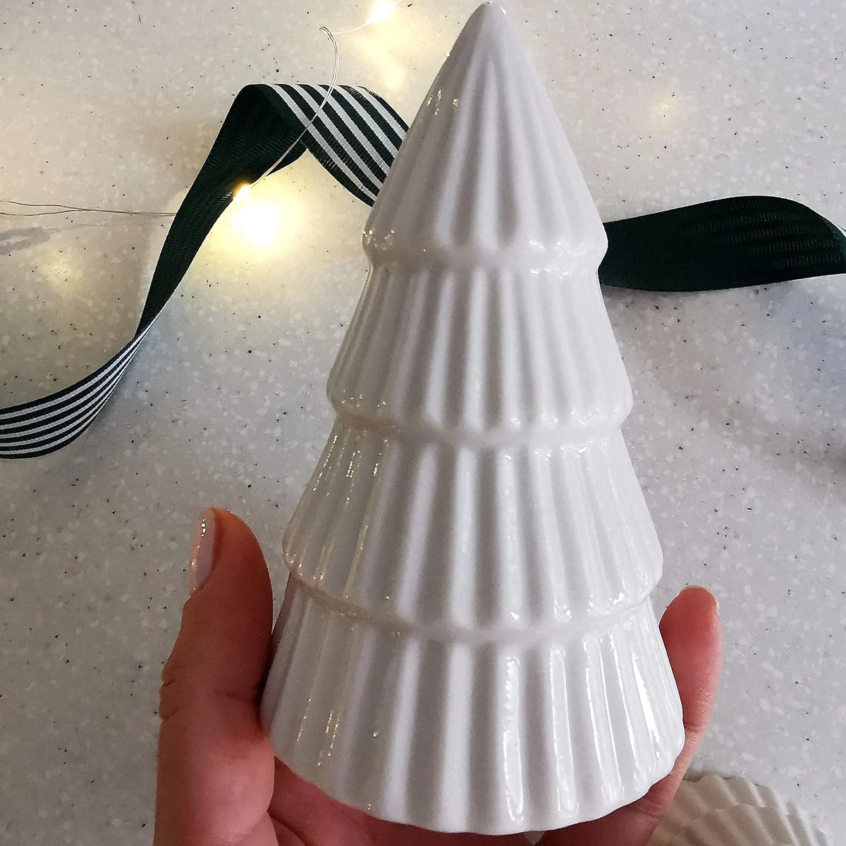 White Glazed Ceramic Christmas Tree   Handcrafted Sustainable Living  Almasea