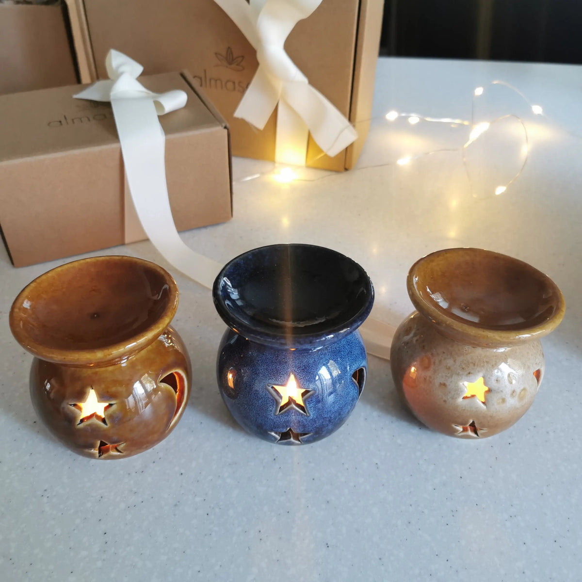 Moon Star Mini Burner – Reactive Glazed Ceramic, 8cm   Handcrafted Sustainable Living  Almasea