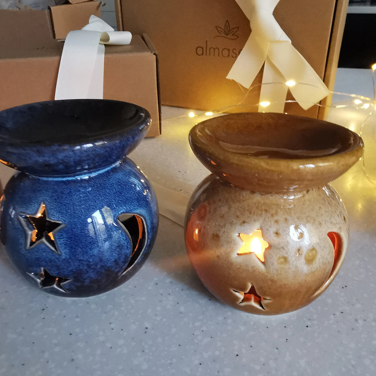 Moon Star Mini Burner – Reactive Glazed Ceramic, 8cm   Handcrafted Sustainable Living  Almasea
