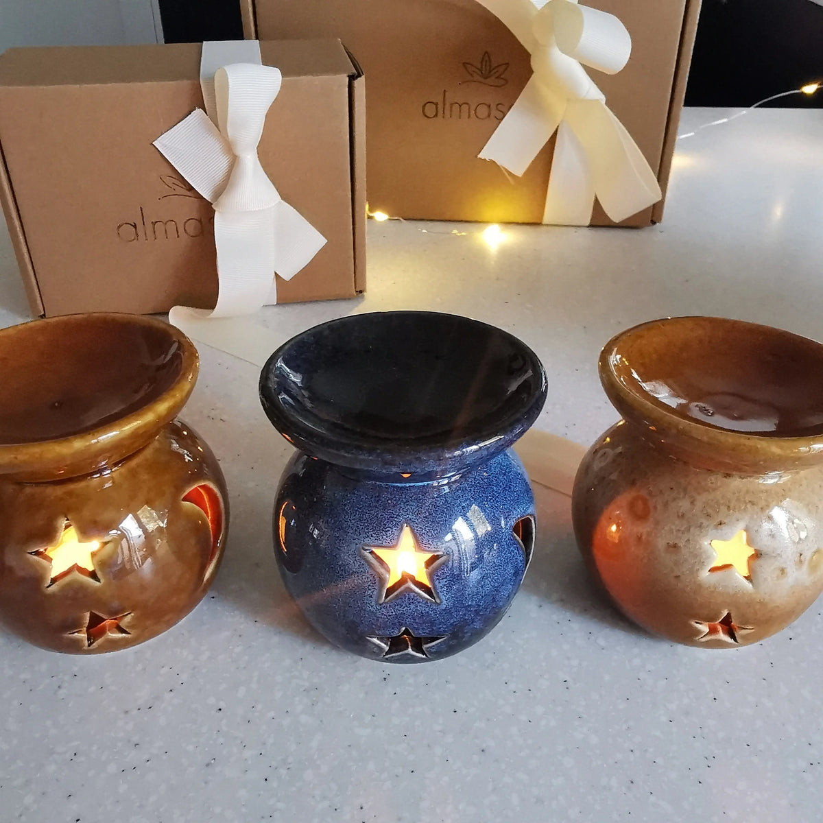 Moon Star Mini Burner – Reactive Glazed Ceramic, 8cm   Handcrafted Sustainable Living  Almasea
