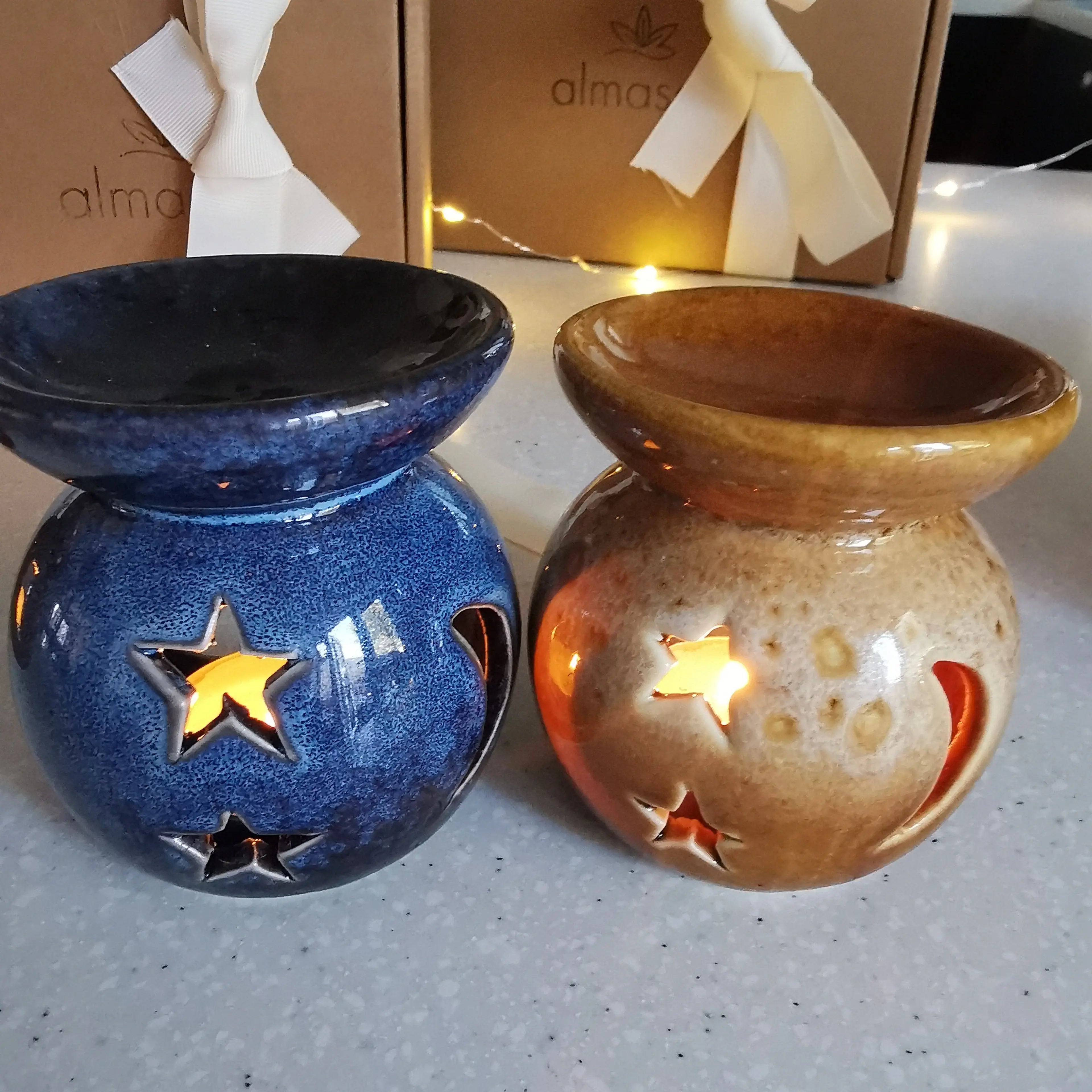 Small Reactive Glazed Star Wax Oil Burner Almasea