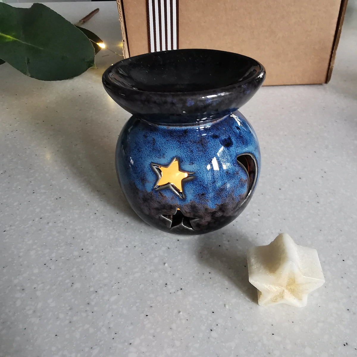 Moon Star Mini Burner – Reactive Glazed Ceramic, 8cm   Handcrafted Sustainable Living  Almasea