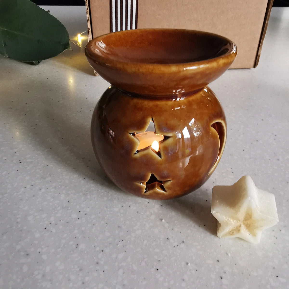 Moon Star Mini Burner – Reactive Glazed Ceramic, 8cm   Handcrafted Sustainable Living  Almasea