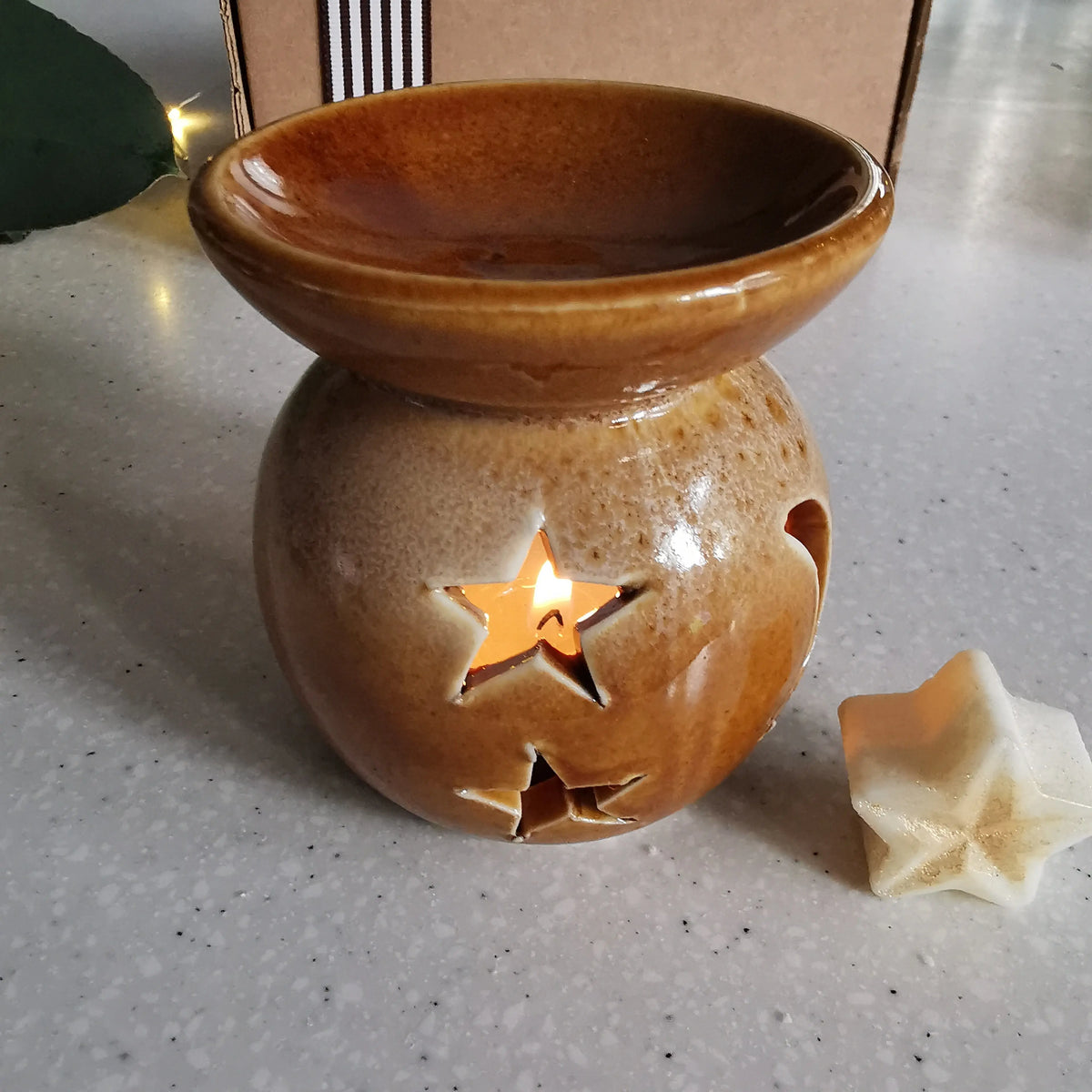 Moon Star Mini Burner – Reactive Glazed Ceramic, 8cm   Handcrafted Sustainable Living  Almasea