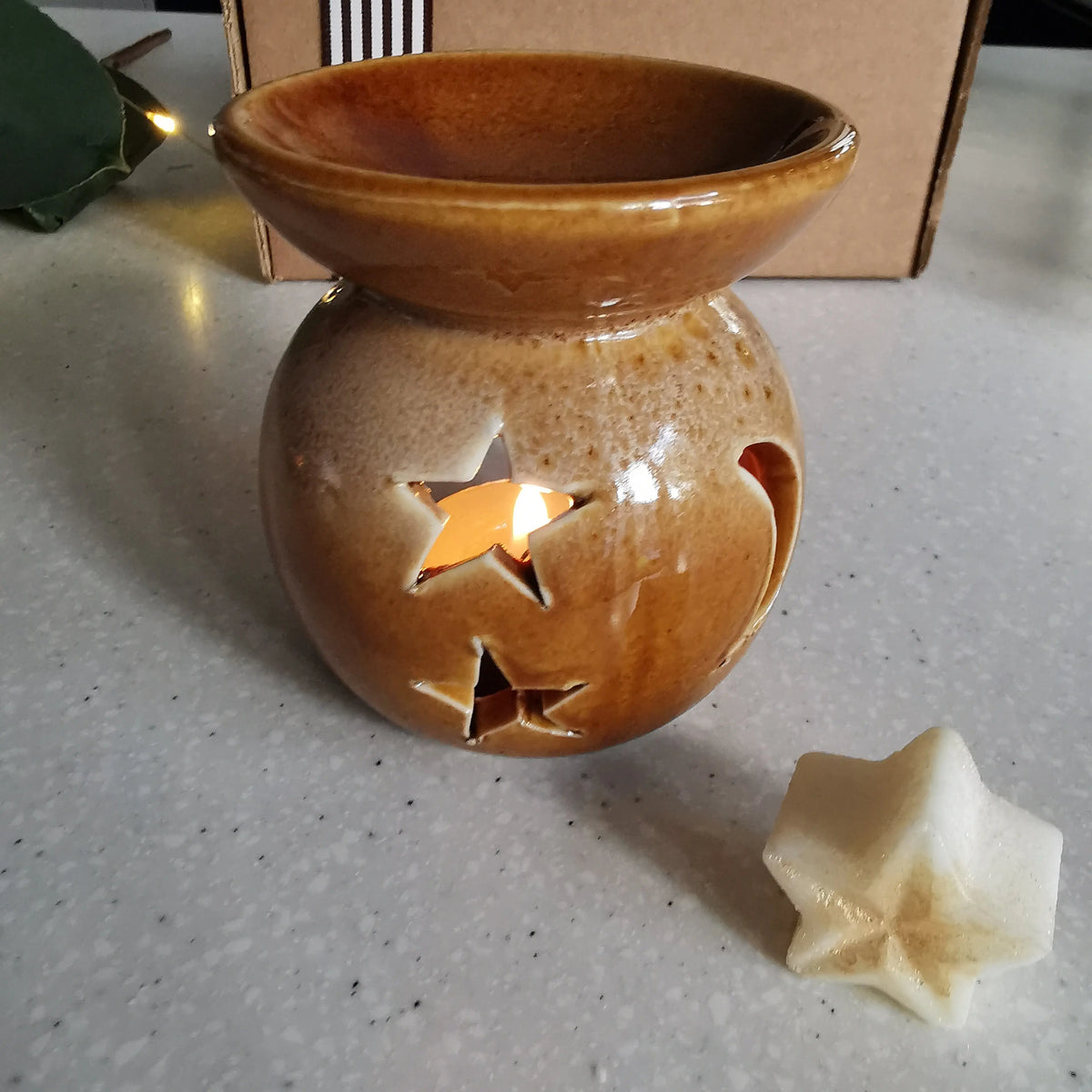 Moon Star Mini Burner – Reactive Glazed Ceramic, 8cm   Handcrafted Sustainable Living  Almasea