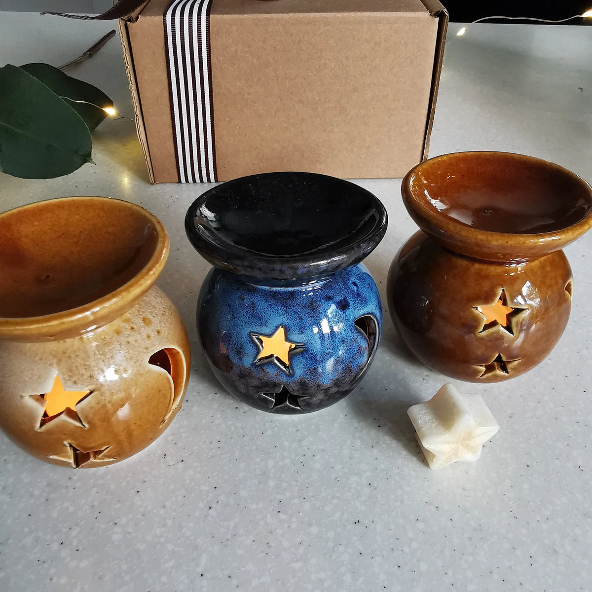 Moon Star Mini Burner – Reactive Glazed Ceramic, 8cm   Handcrafted Sustainable Living  Almasea