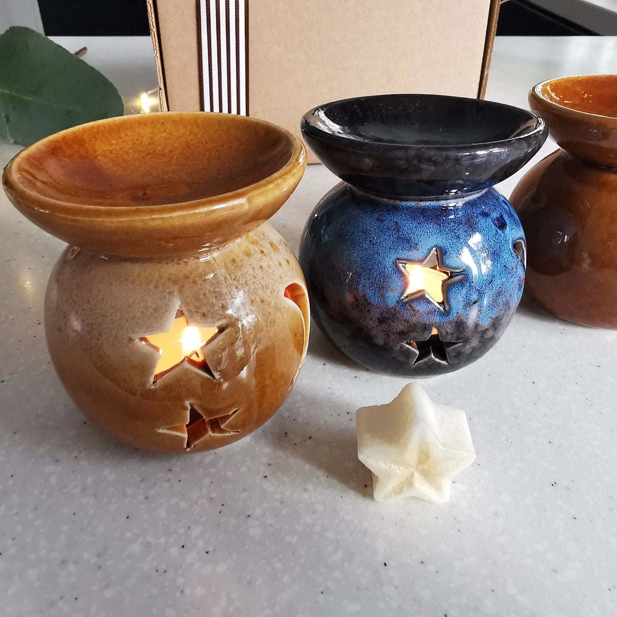 Moon Star Mini Burner – Reactive Glazed Ceramic, 8cm   Handcrafted Sustainable Living  Almasea