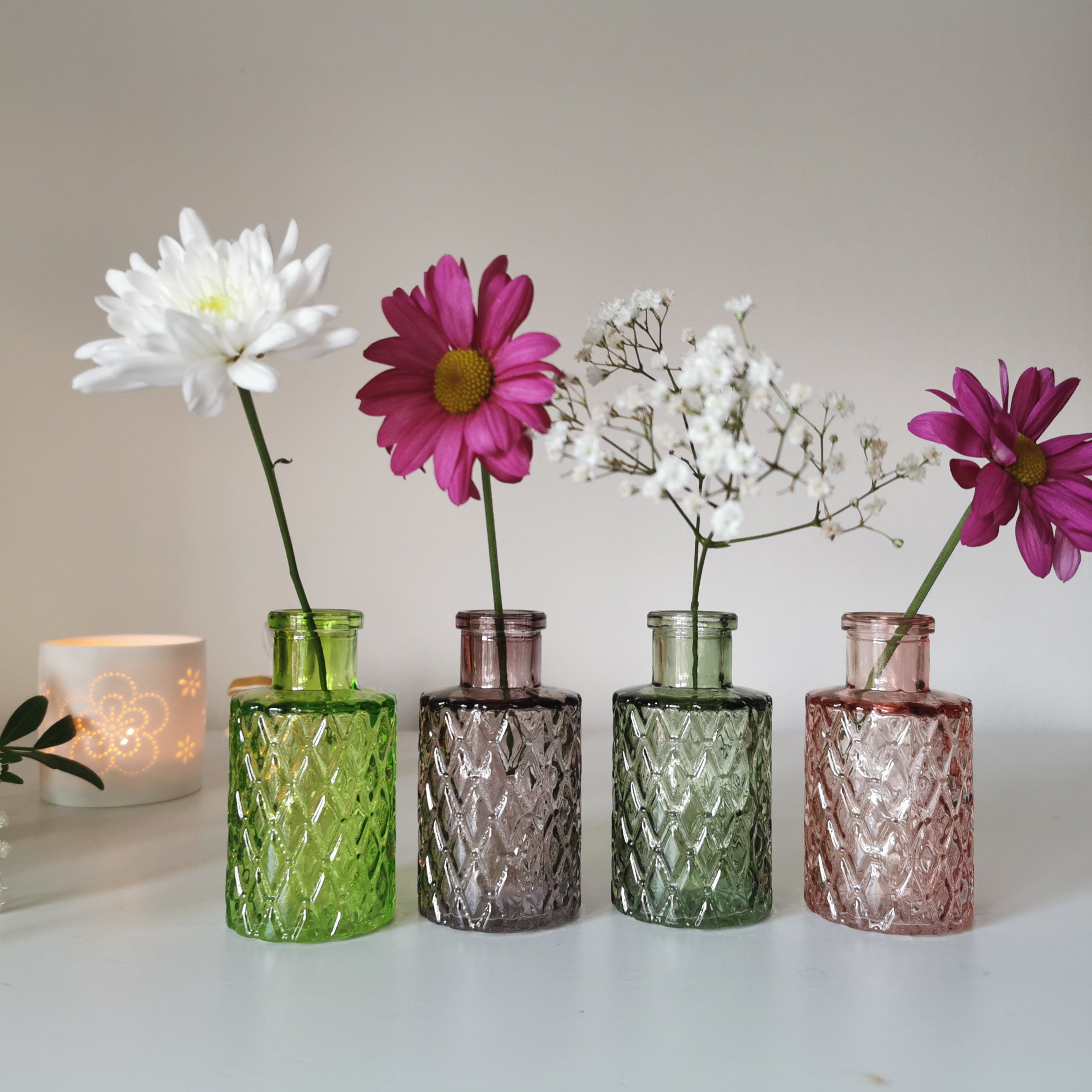 Geometric textured mini bottle vase