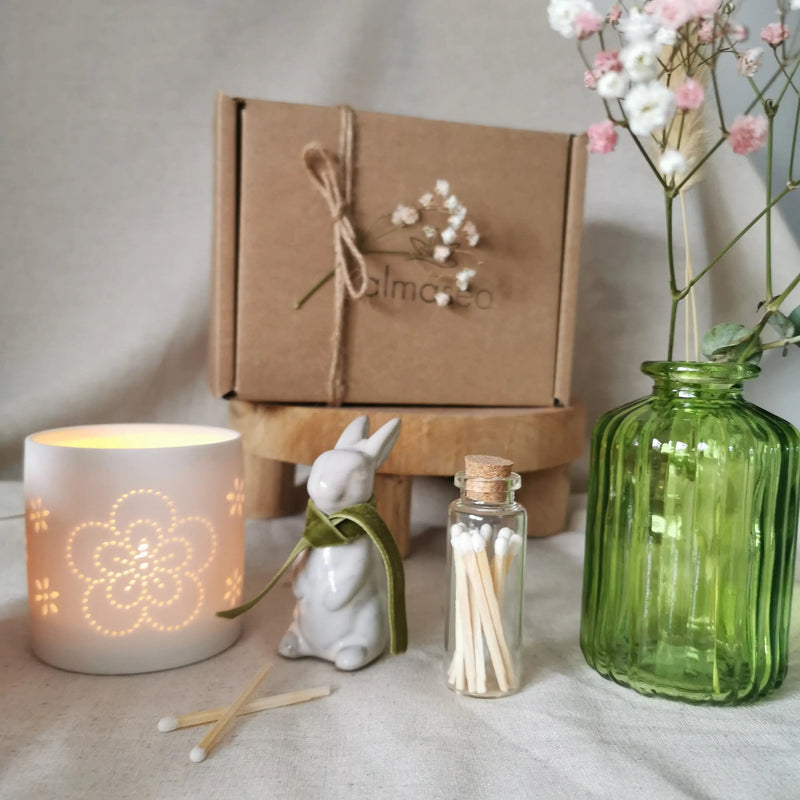 Spring Home Decor Gift Set – Vase, Bunny & Tealight Holder   Handcrafted Sustainable Living  Almasea