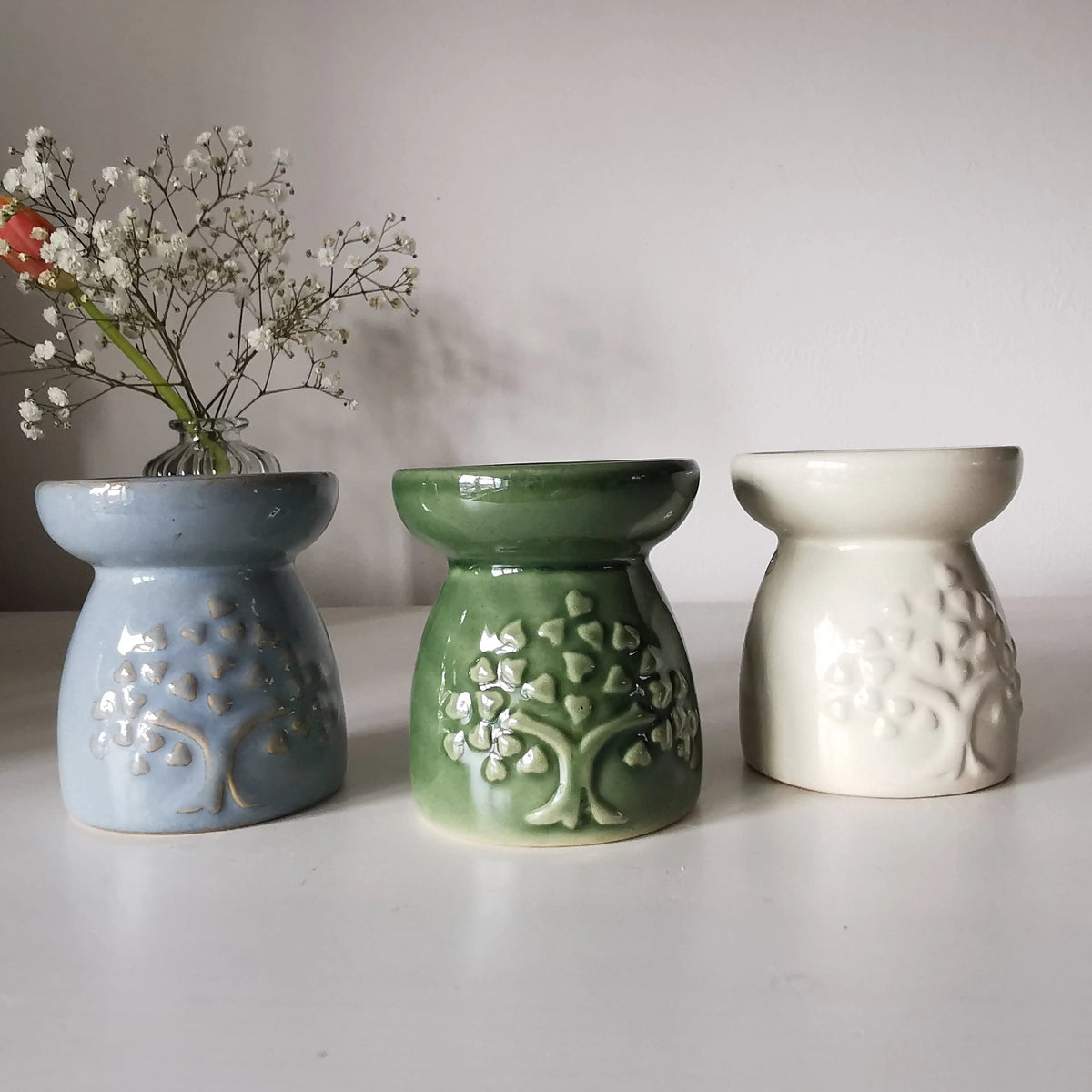 Tree of Life Oil Burner – Small Ceramic Design, 7cm   Handcrafted Sustainable Living  Almasea