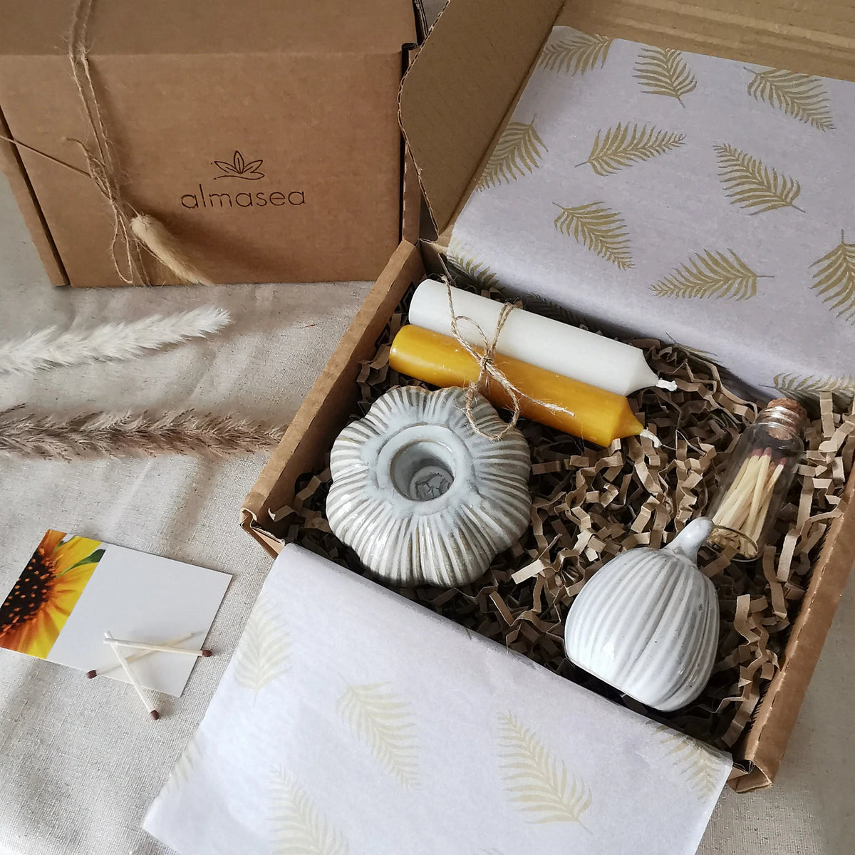 Pumpkin Gift Box – Candle Holder, pumpkin ornament, matches   Handcrafted Sustainable Living  Almasea