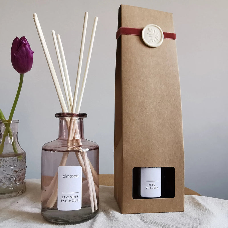 Lavender Patchouli Reed Diffuser – Luxury 200ml   Handcrafted Sustainable Living  Almasea
