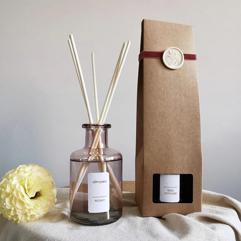Peony Reed Diffuser – Luxury Essential Oil Blend, 200ml   Handcrafted Sustainable Living  Almasea