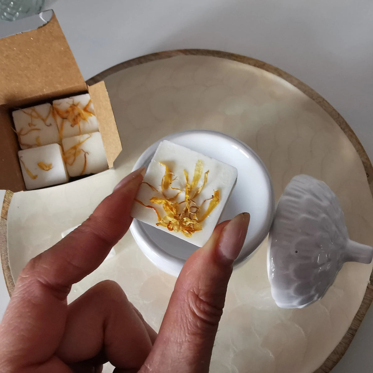 Acorn Wax Melt Burner – Glossy White Ceramic with Lid   Handcrafted Sustainable Living  Almasea