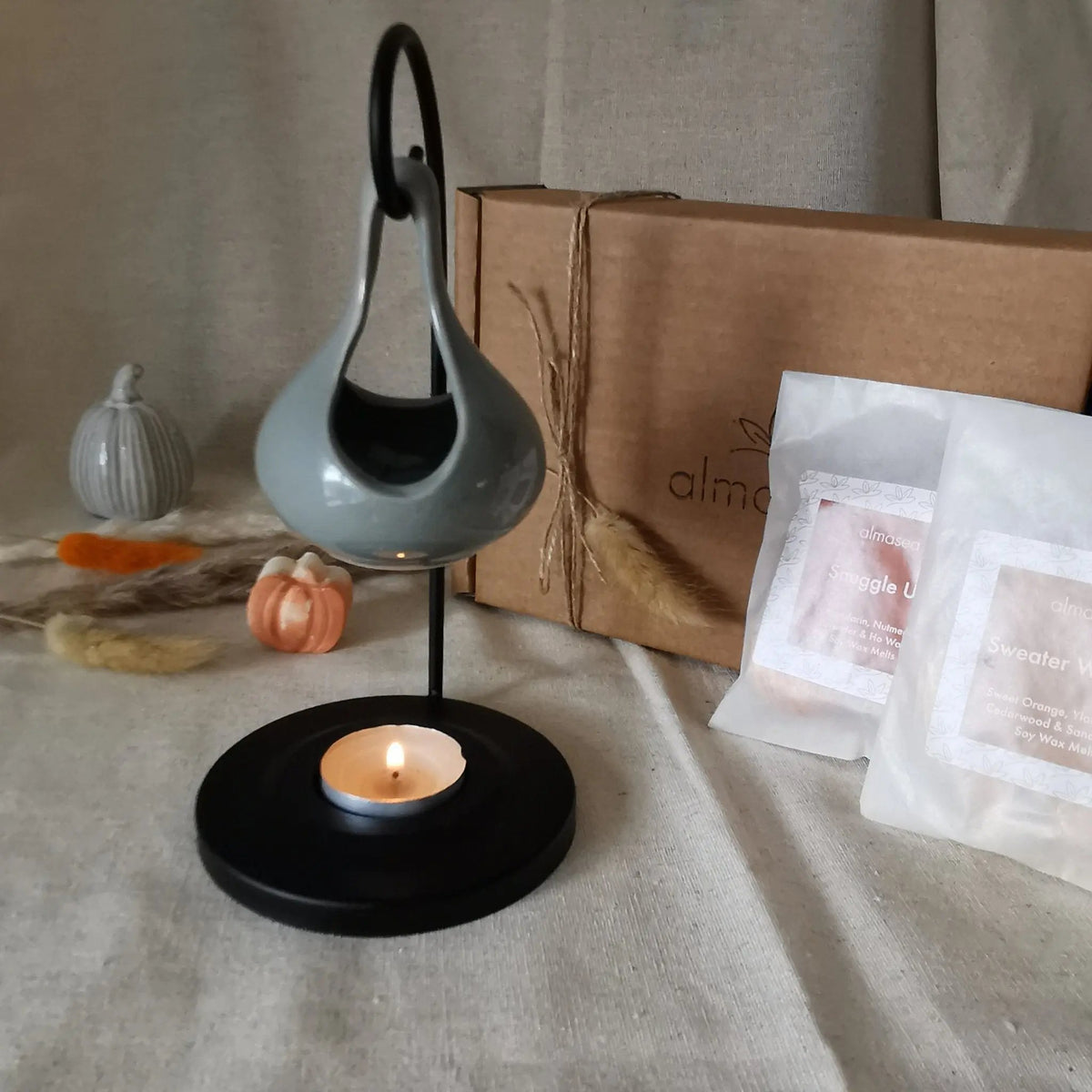 Teardrop Wax Burner Gift Set in Grey
