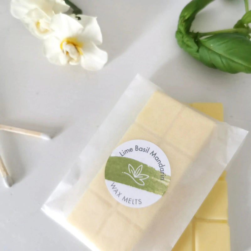 Lime, Basil & Mandarin Wax Melt Snap Bar – Botanical Soy   Handcrafted Sustainable Living  Almasea