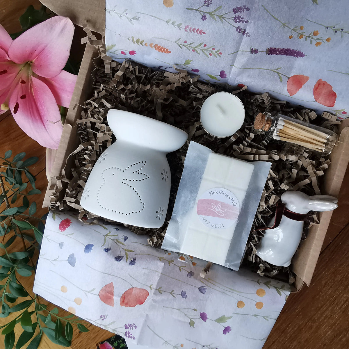 Bunny Wax Burner Gift Set – Porcelain Rabbit & Wax Melts   Handcrafted Sustainable Living  Almasea