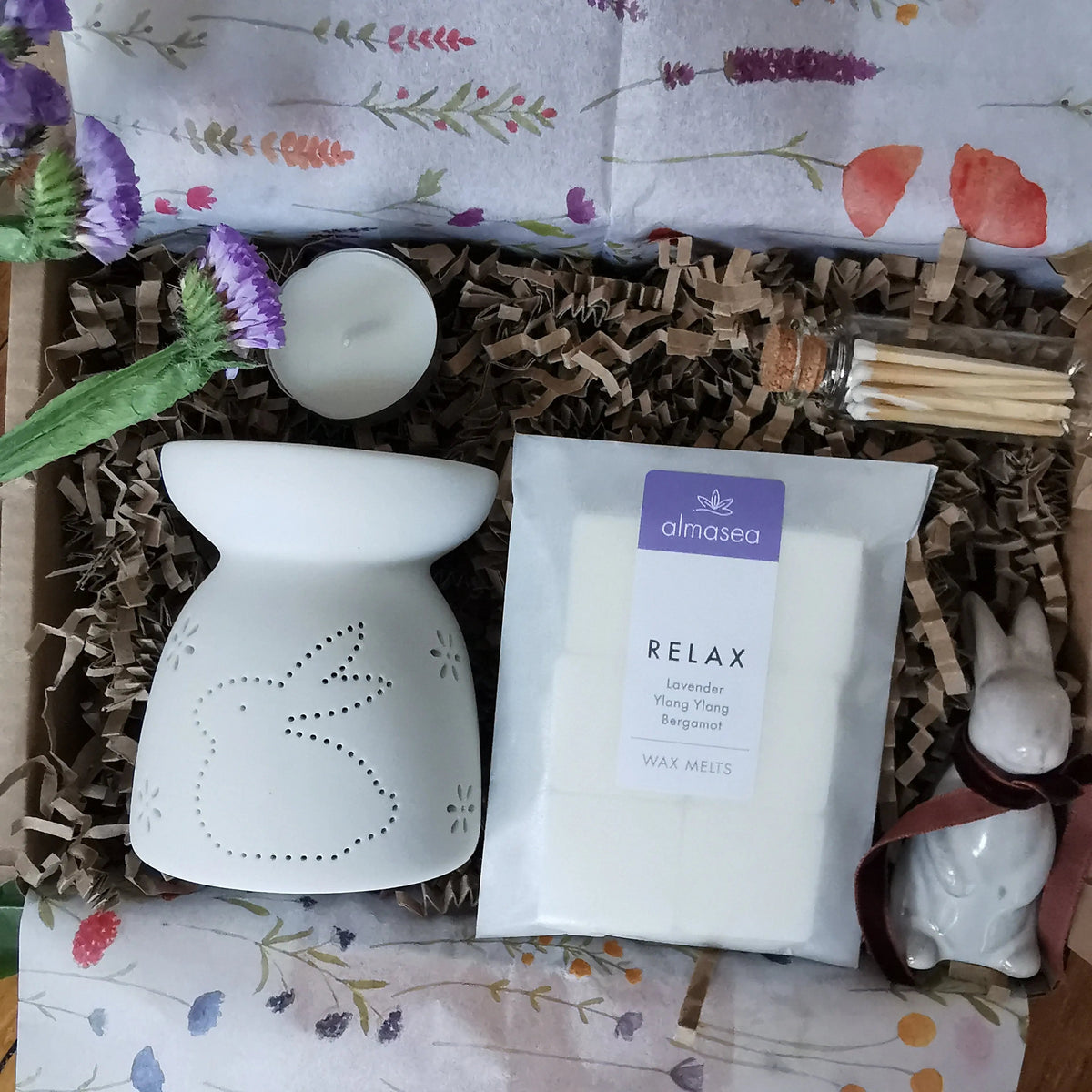 Bunny Wax Burner Gift Set – Porcelain Rabbit & Wax Melts   Handcrafted Sustainable Living  Almasea