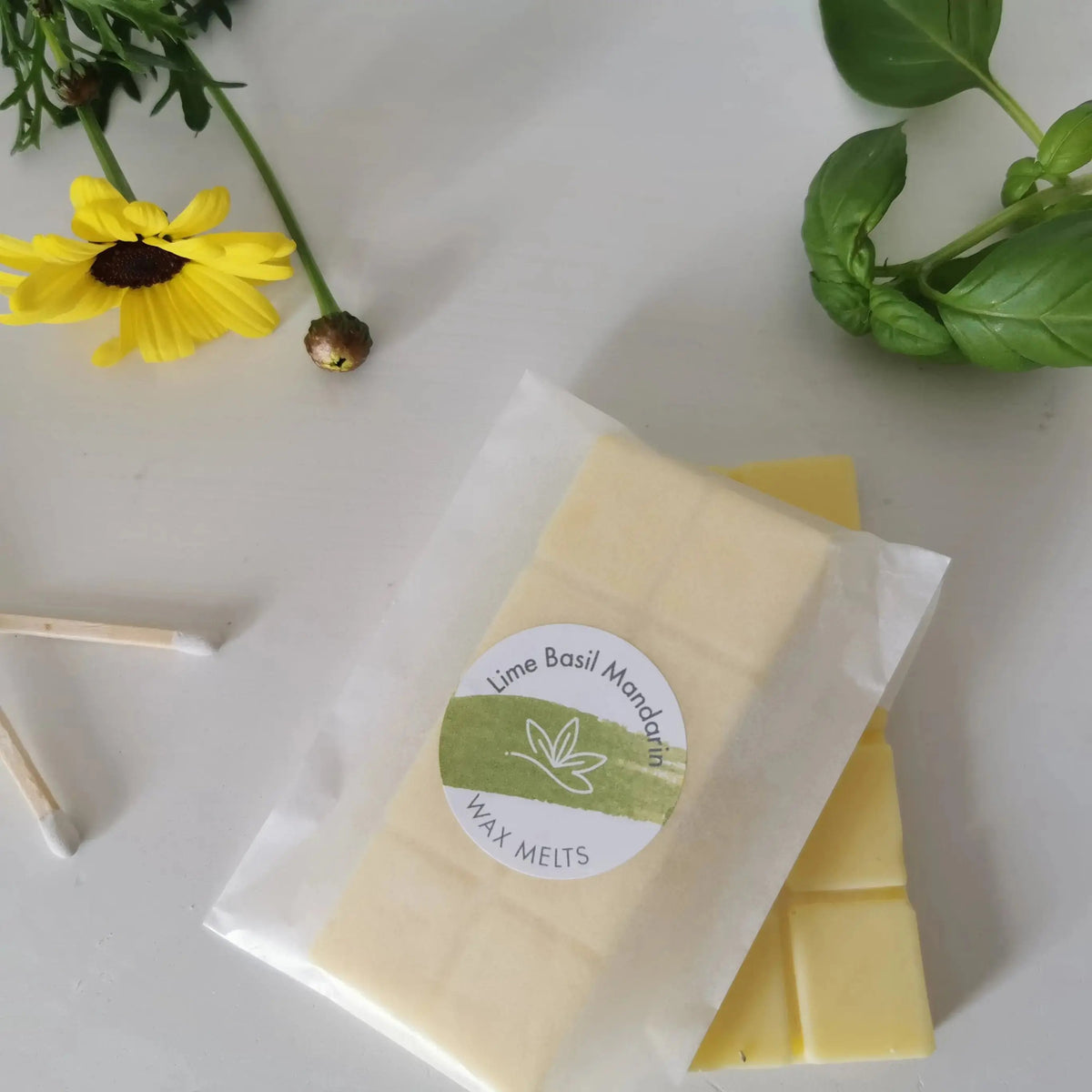 Lime, Basil & Mandarin Wax Melt Snap Bar – Botanical Soy   Handcrafted Sustainable Living  Almasea