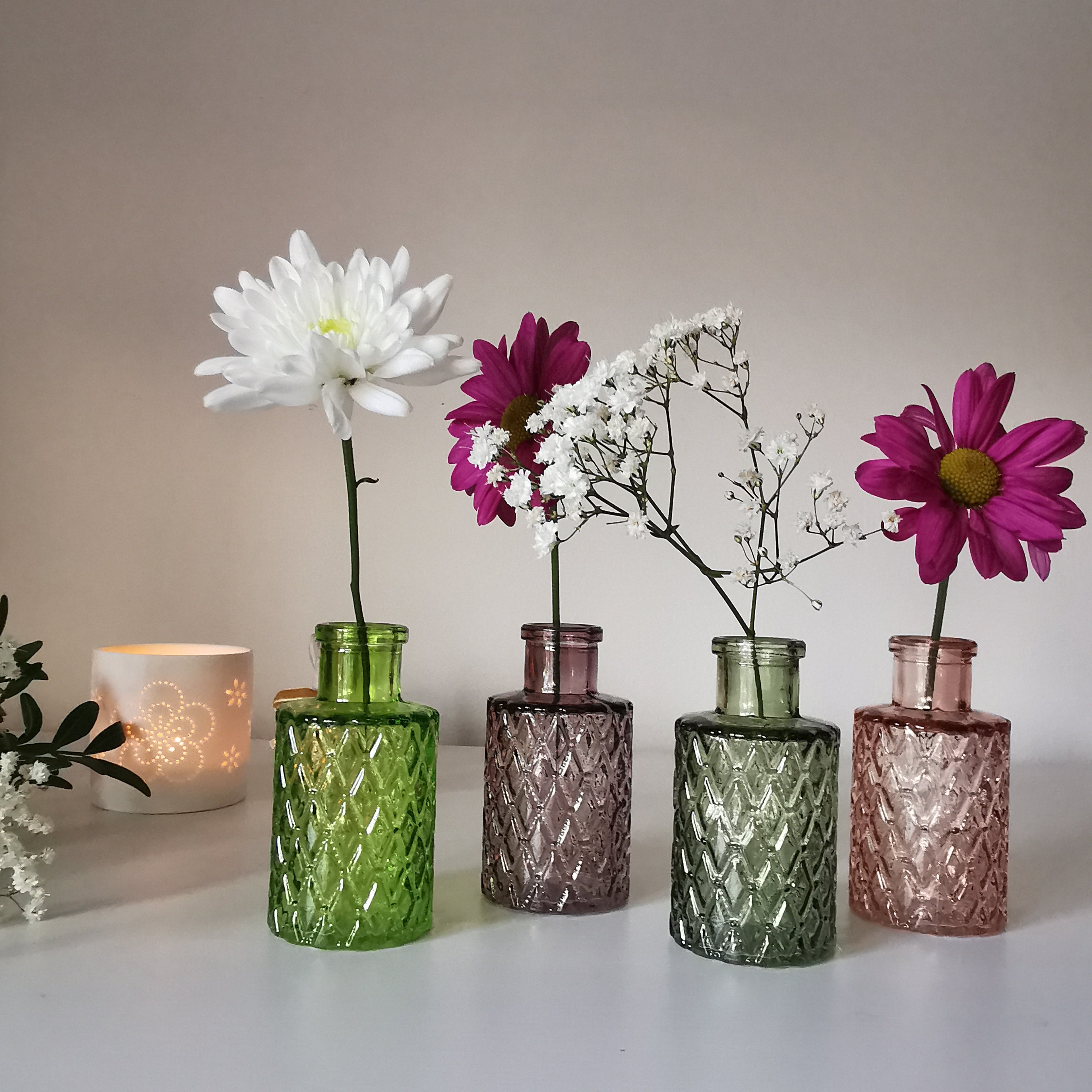 Geometric textured mini bottle vase