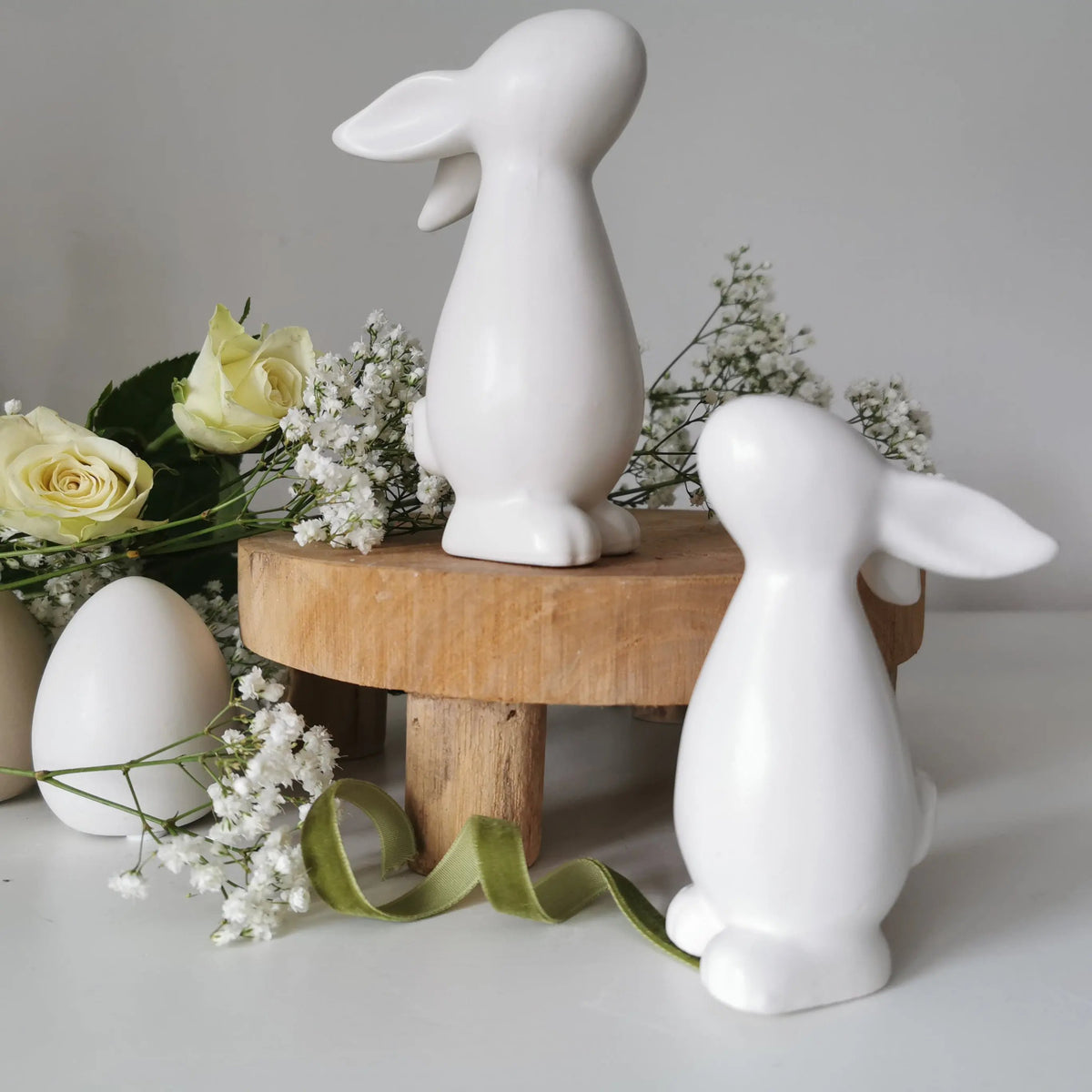 White Ceramic Bunny – Matt Standing Easter Decoration   Handcrafted Sustainable Living  Almasea