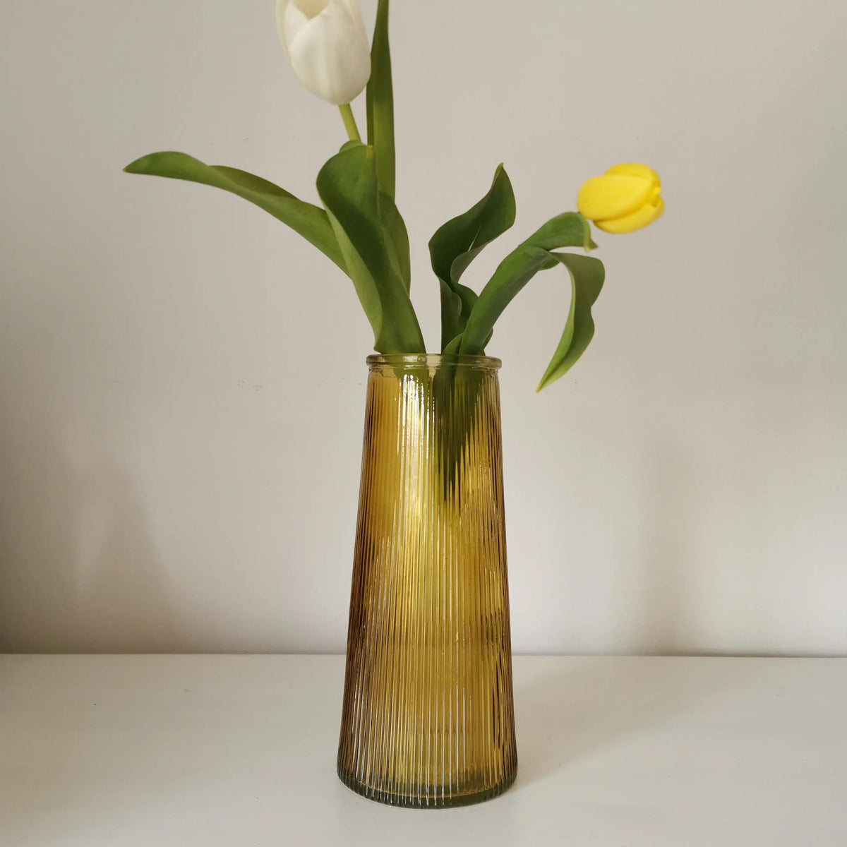 Tall Lined Coloured Bouquet Vase 22cm   Handcrafted Sustainable Living  Almasea