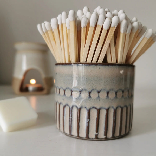 Ceramic Match Pot – Reactive Glaze & Long Matches   Handcrafted Sustainable Living  Almasea