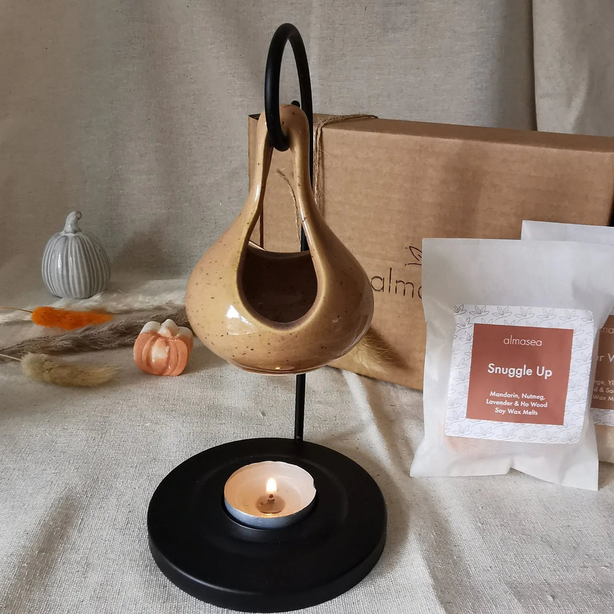 Teardrop Wax Burner Gift Set in Sand