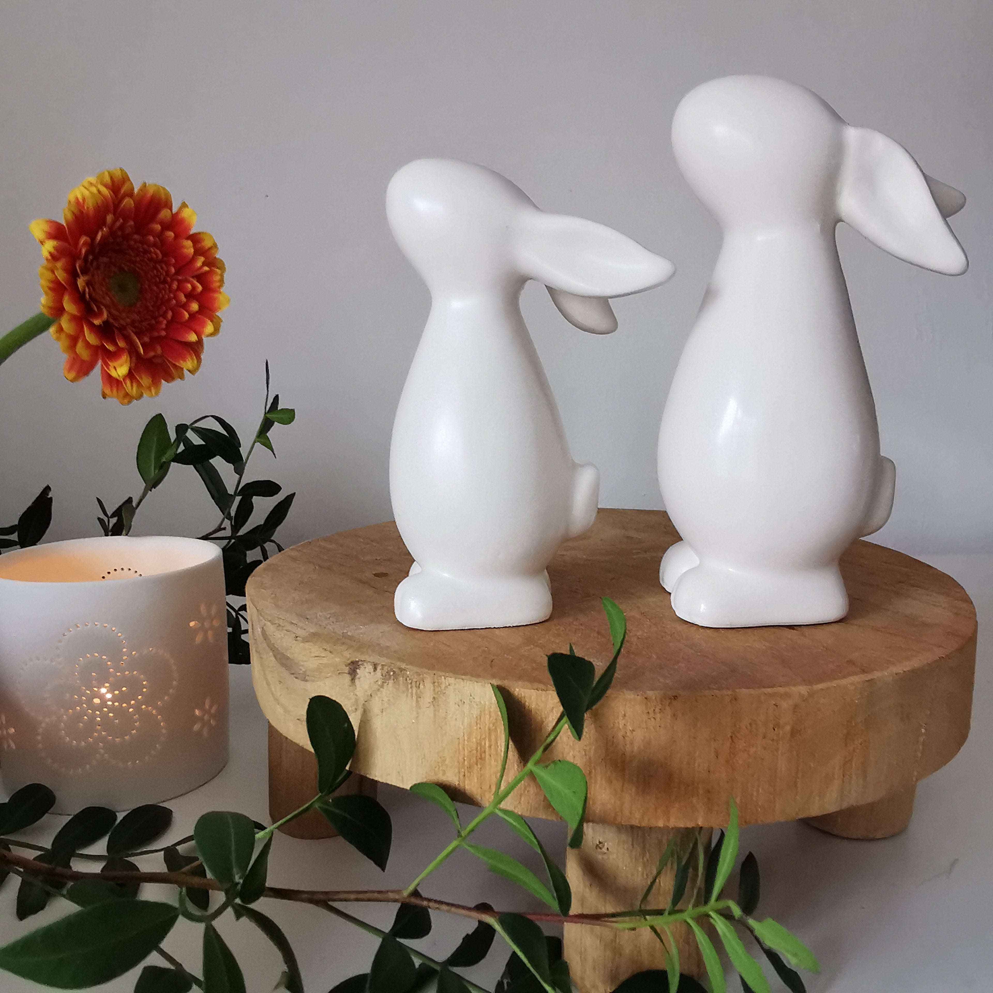 Matt White Ceramic Bunny Rabbit Standing Easter Decoration