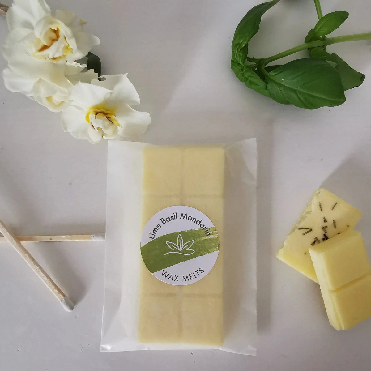 Lime, Basil & Mandarin Wax Melt Snap Bar – Botanical Soy   Handcrafted Sustainable Living  Almasea
