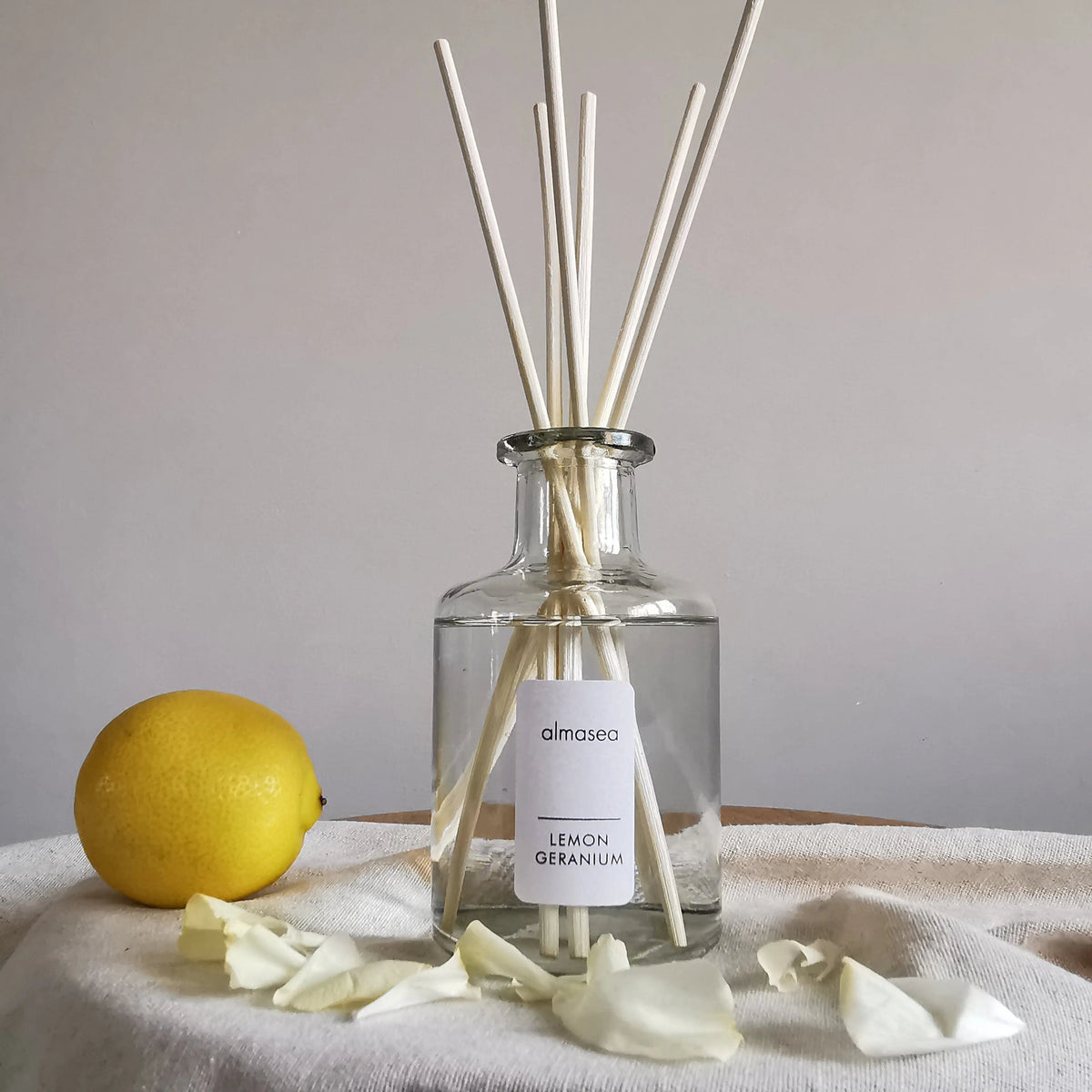 Lemon & Geranium Reed Diffuser – Essential Oils, 200ml   Handcrafted Sustainable Living  Almasea