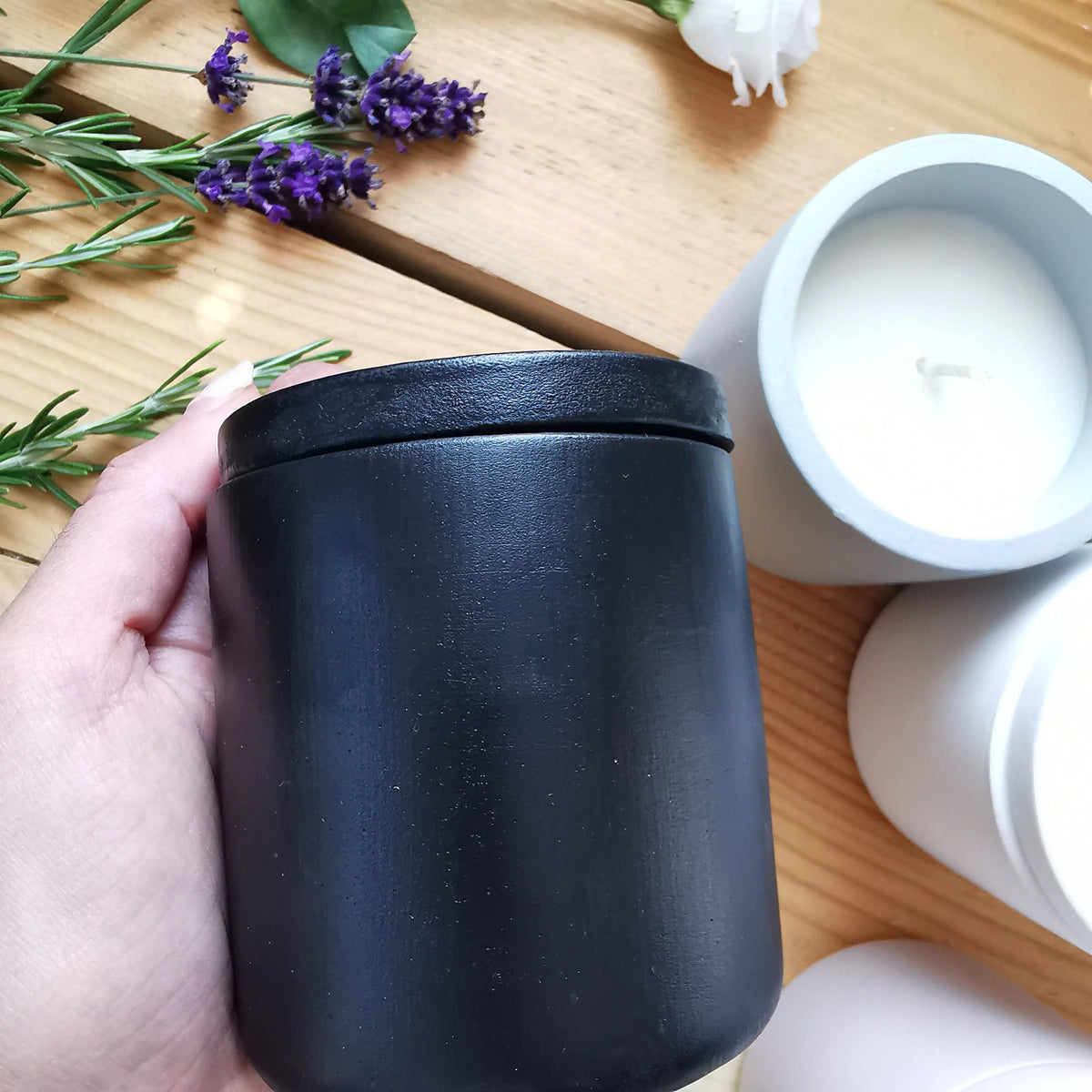 Hand-Poured Citronella Soy Candle in Reusable Cement Pot   Handcrafted Sustainable Living  Almasea