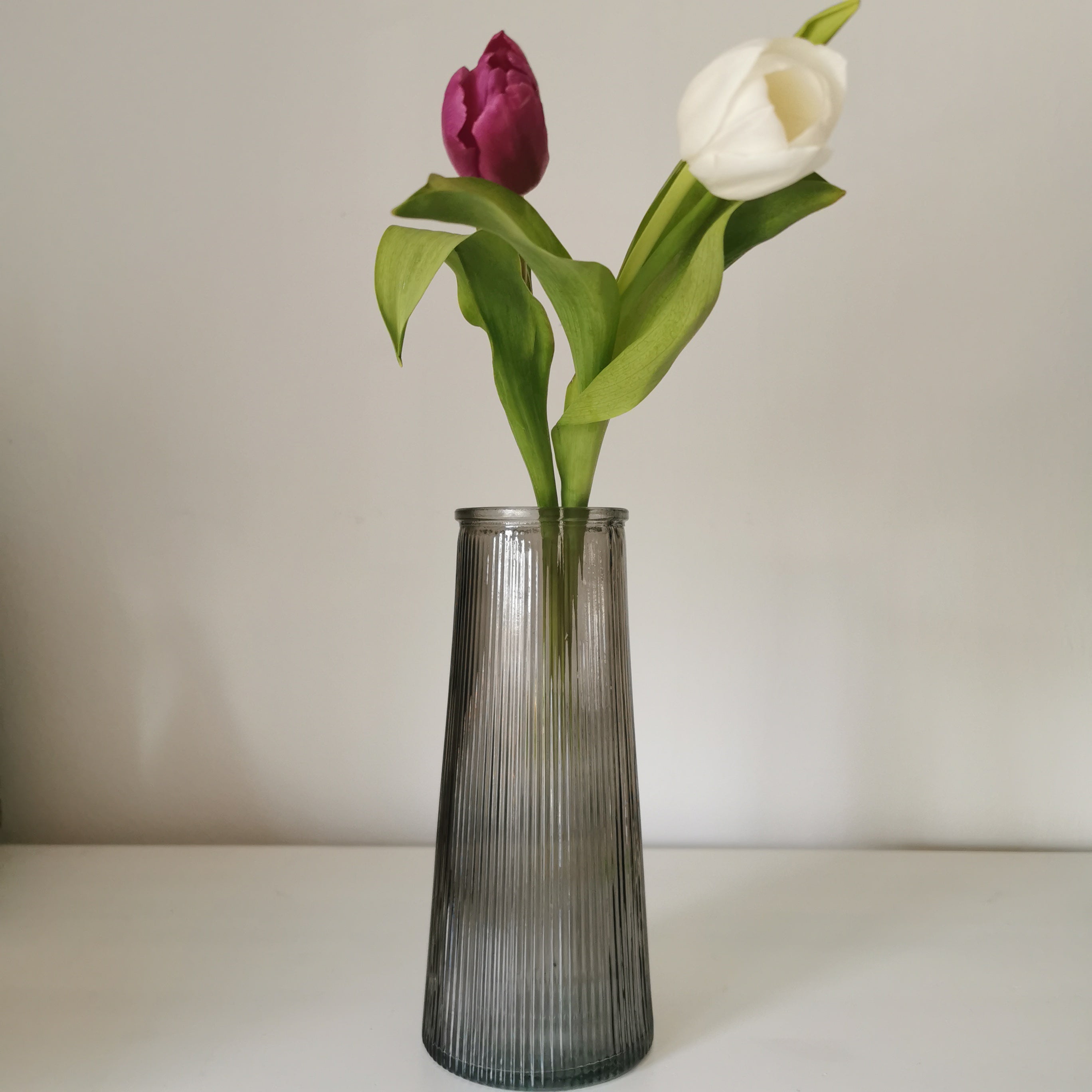 Tall Lined Coloured Bouquet Vase 22cm