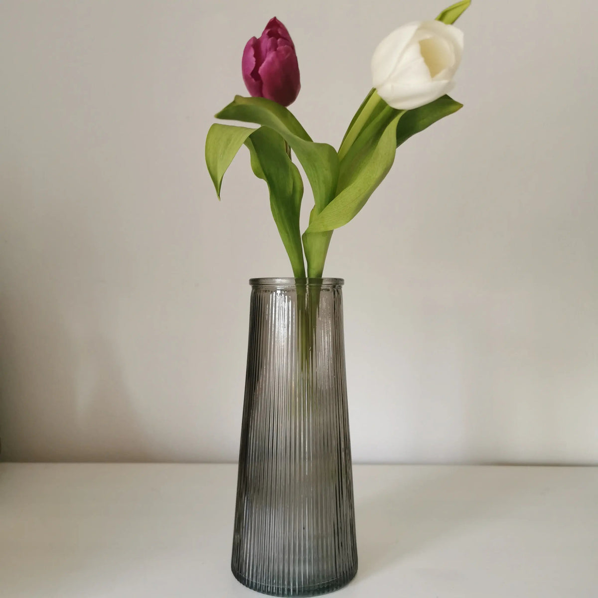 Tall Lined Coloured Bouquet Vase 22cm   Handcrafted Sustainable Living  Almasea