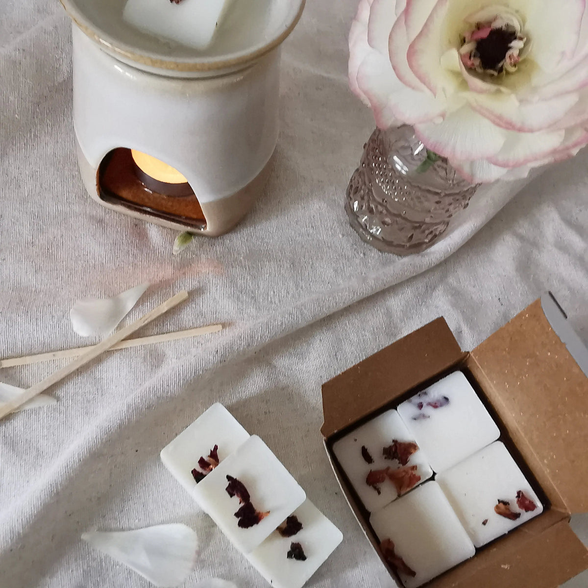 Peony Wax Melts – Hand-Poured Floral Soy Wax, 8 Melts   Handcrafted Sustainable Living  Almasea