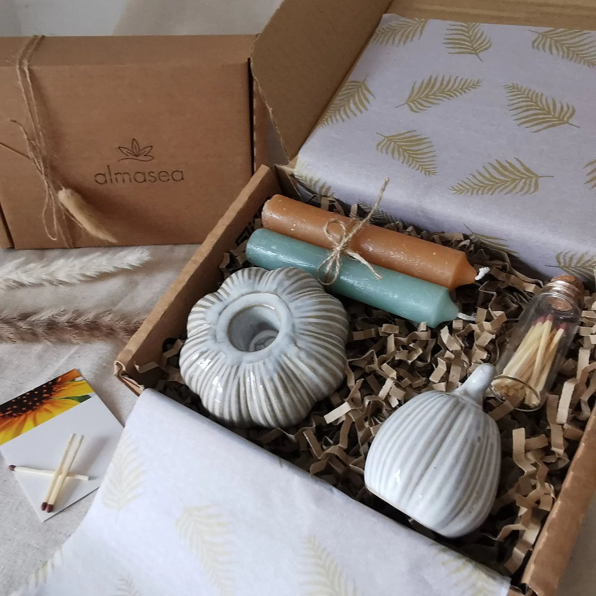 Pumpkin Gift Box – Candle Holder, pumpkin ornament, matches   Handcrafted Sustainable Living  Almasea
