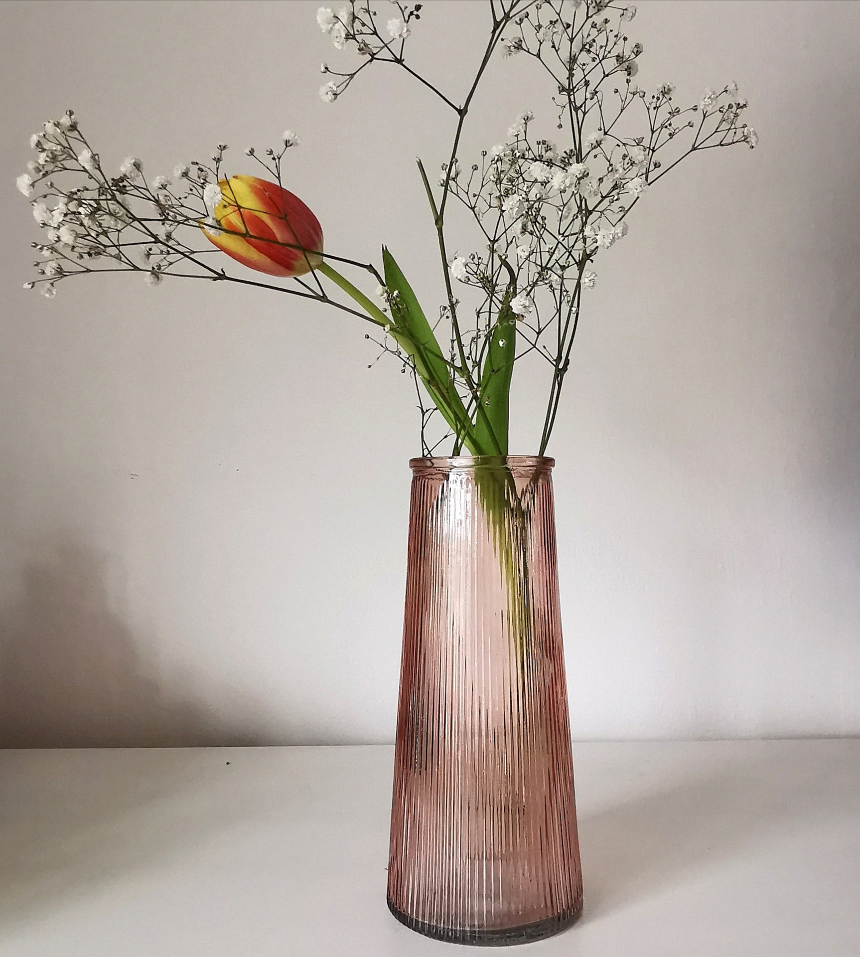 Tall Lined Coloured Bouquet Vase 22cm