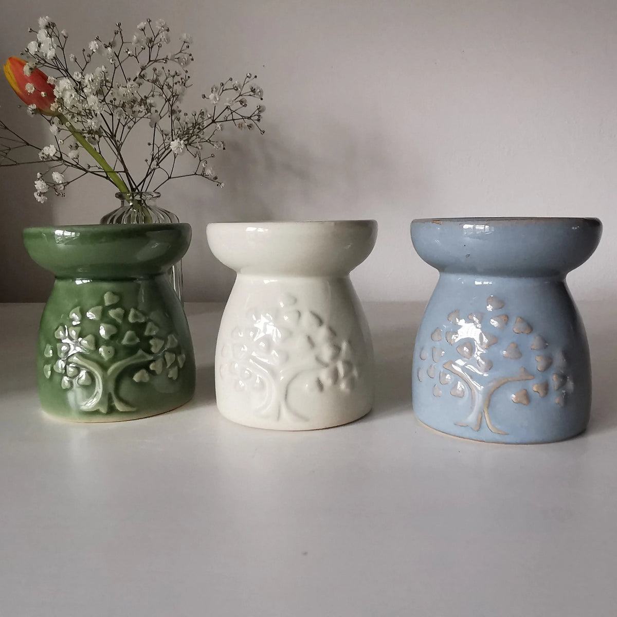 Tree of Life Oil Burner – Small Ceramic Design, 7cm   Handcrafted Sustainable Living  Almasea